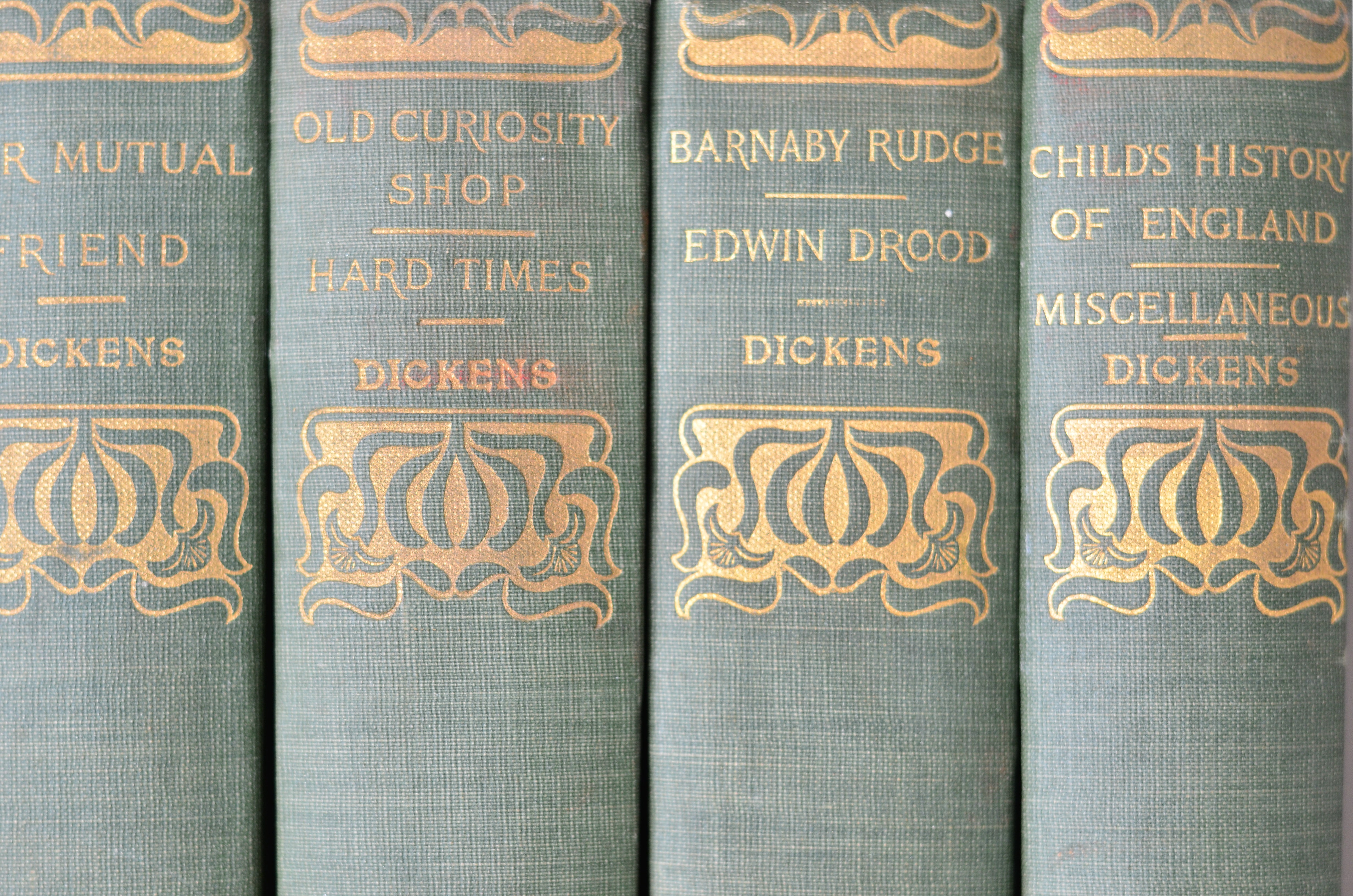 Green Antique Cloth Book Set – 7 Books, Charles Dickens