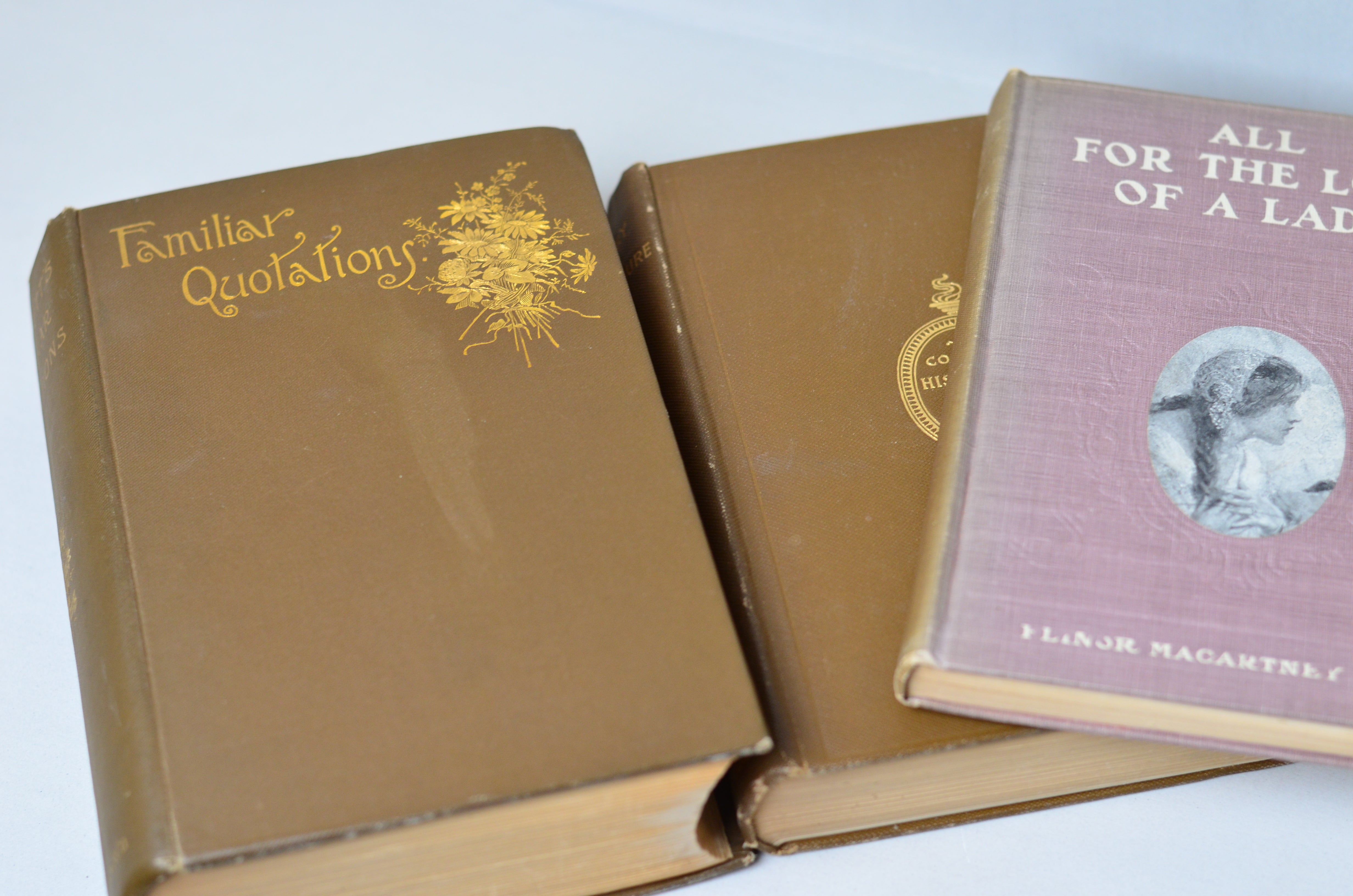 Light Brown Antique Cloth Book Set – 6 Books, J. M. Barrie, Bartlett's Quotations