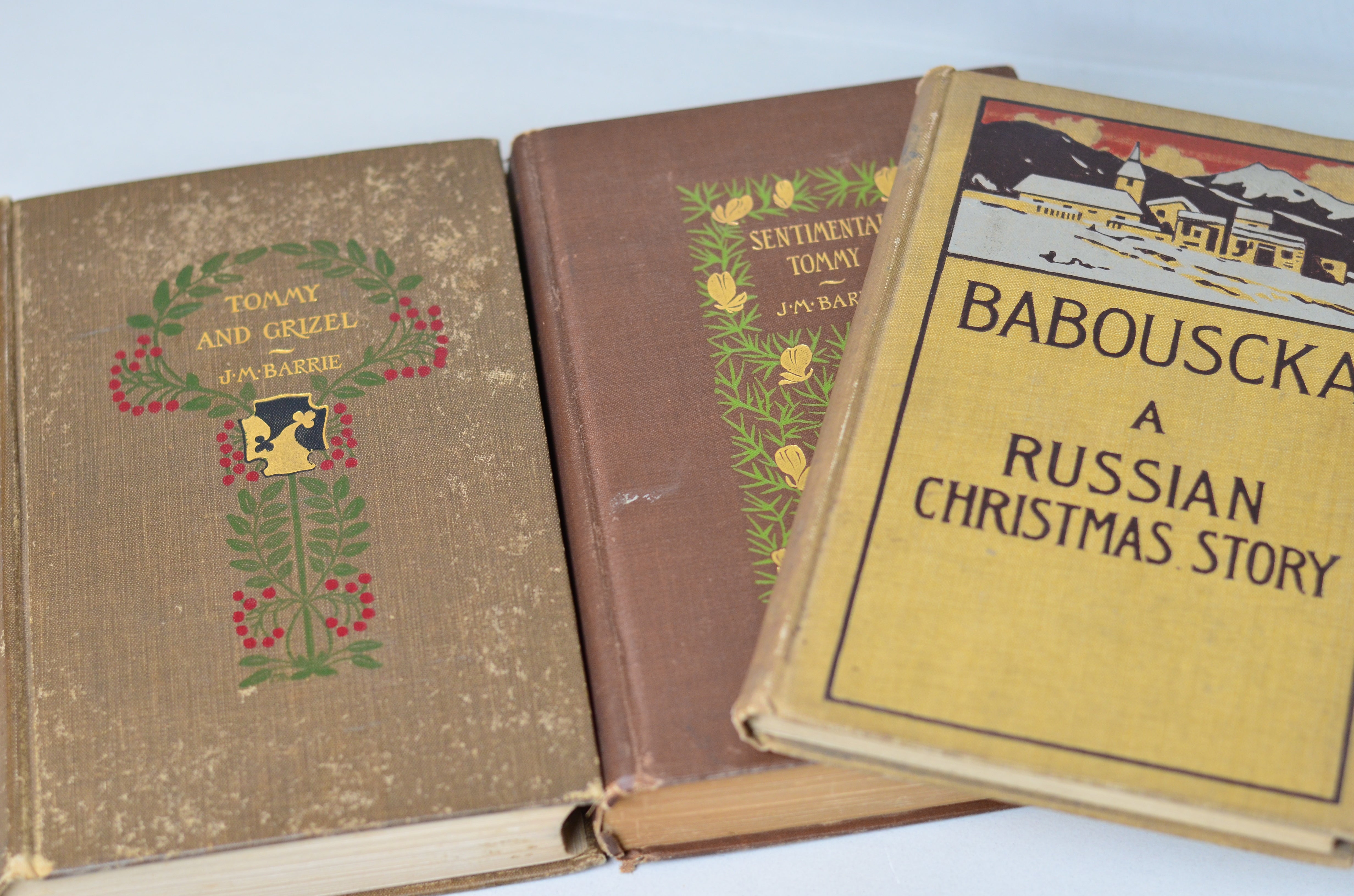 Light Brown Antique Cloth Book Set – 6 Books, J. M. Barrie, Bartlett's Quotations