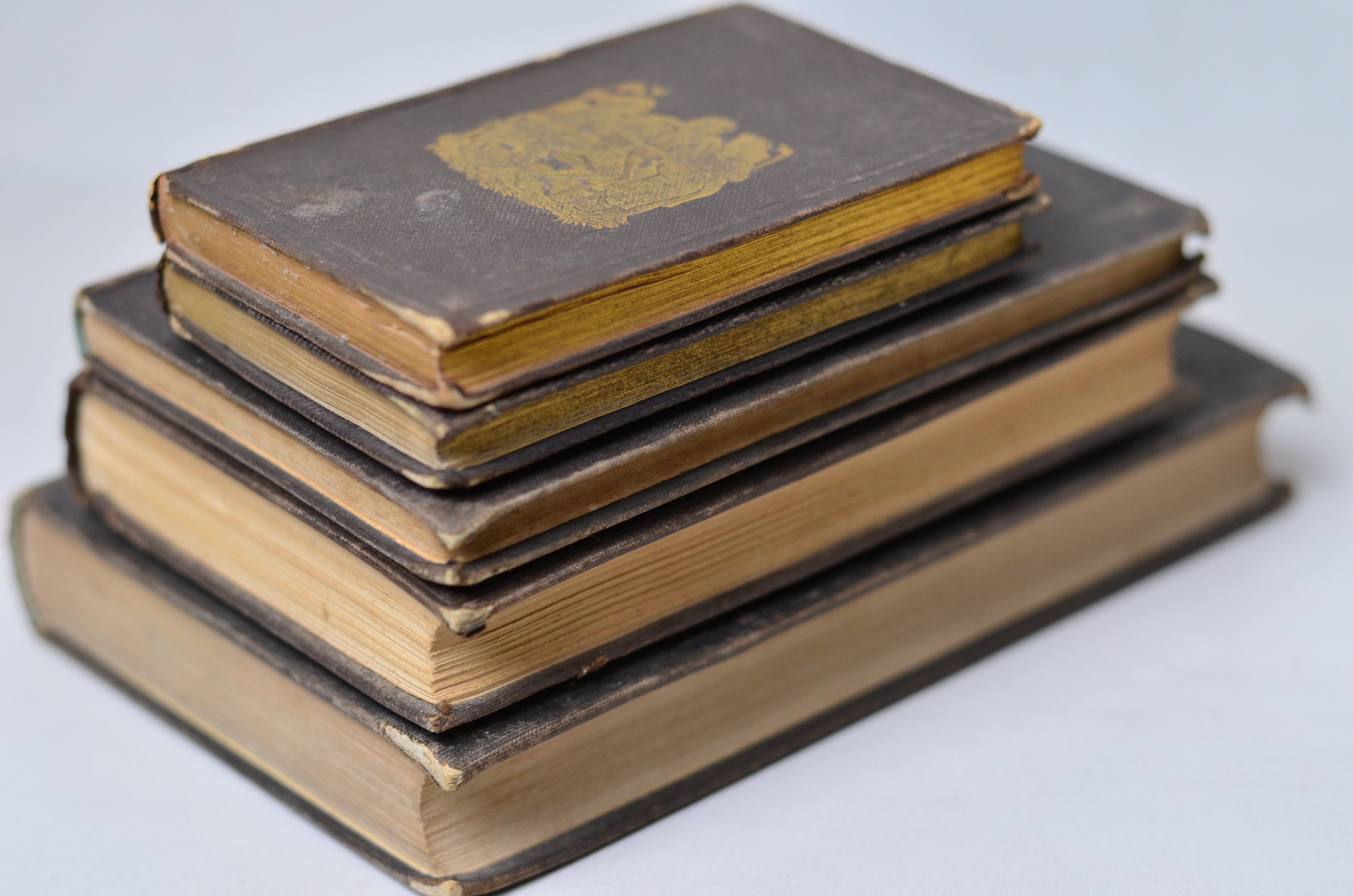 Dark Brown Antique Cloth Book Set – 5 Books, Early 1800s, Decorative