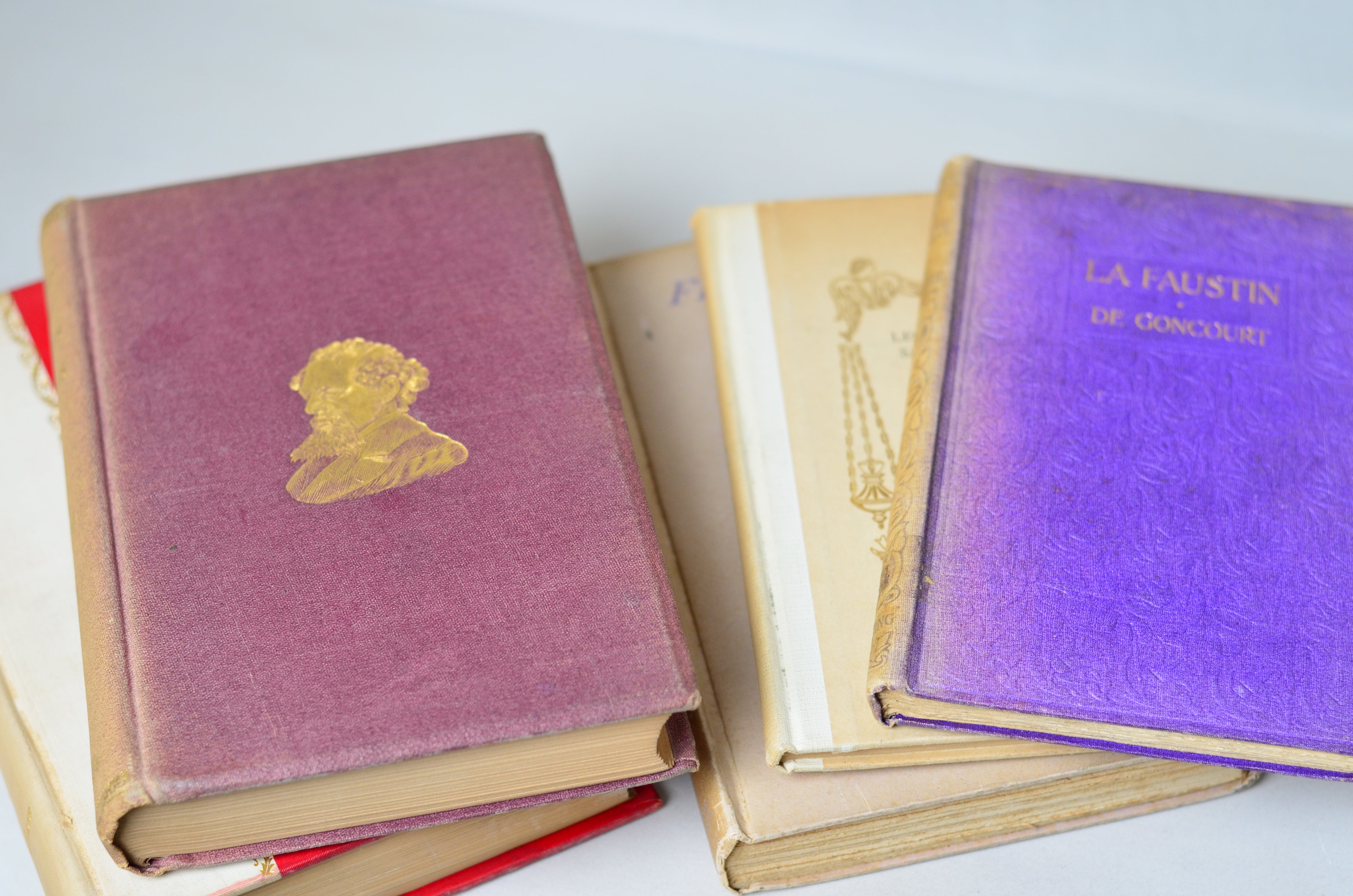 Light Brown Antique Cloth Book Set – 10 Books, Nathaniel Hawthorne, George Eliot