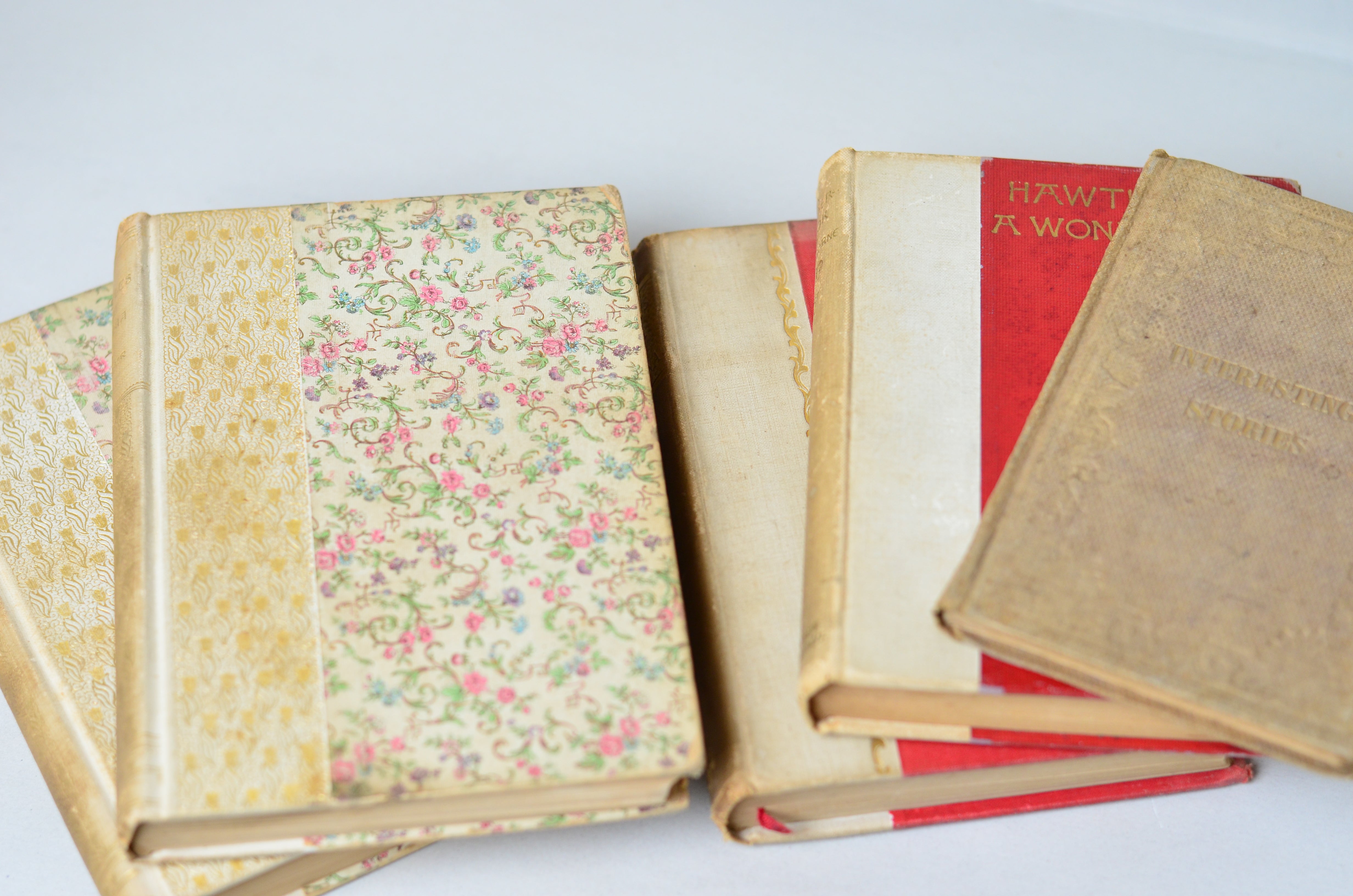 Light Brown Antique Cloth Book Set – 10 Books, Nathaniel Hawthorne, George Eliot