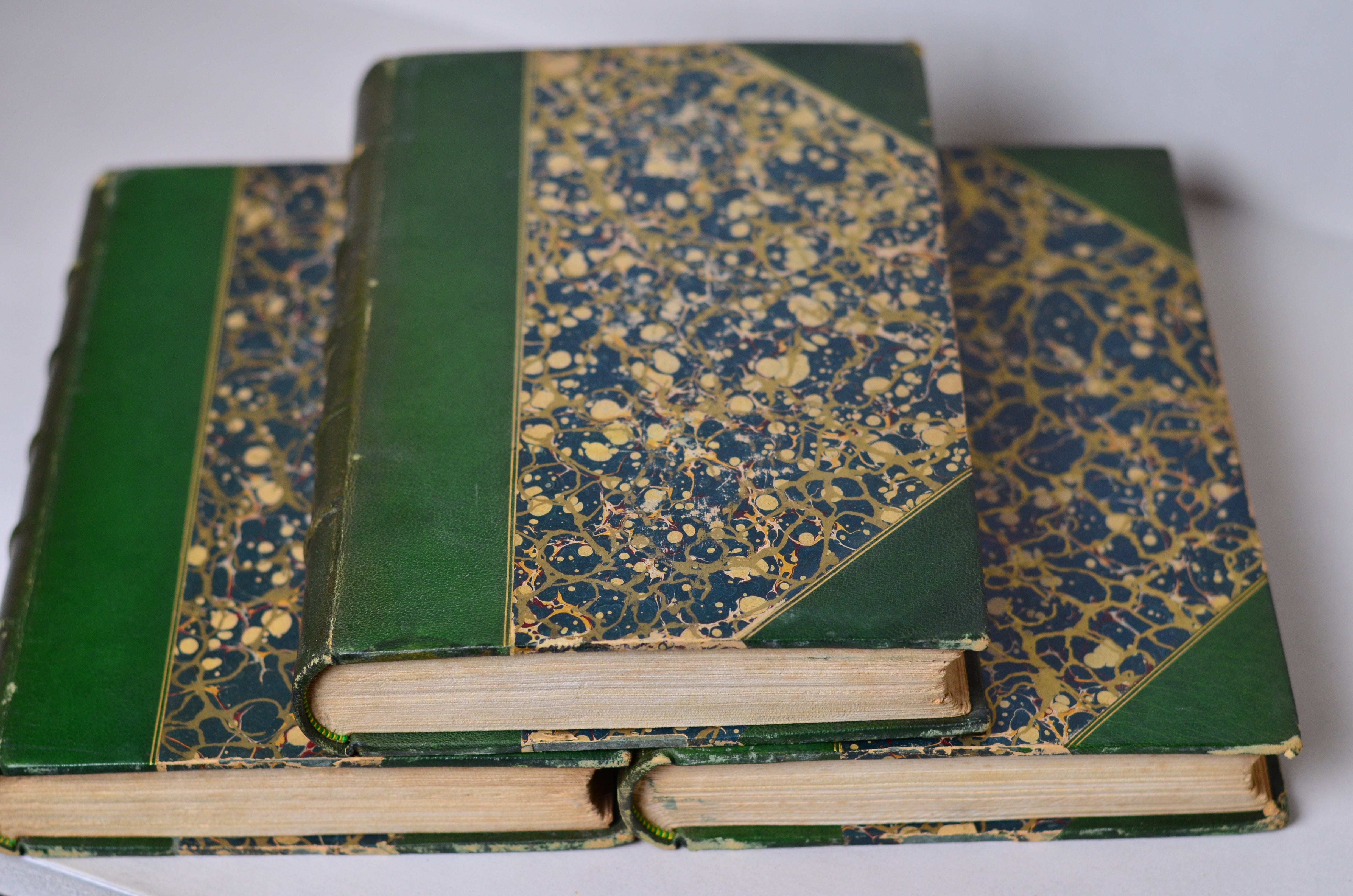 Green Antique Leather Book Set – 4 Books, Victor Hugo