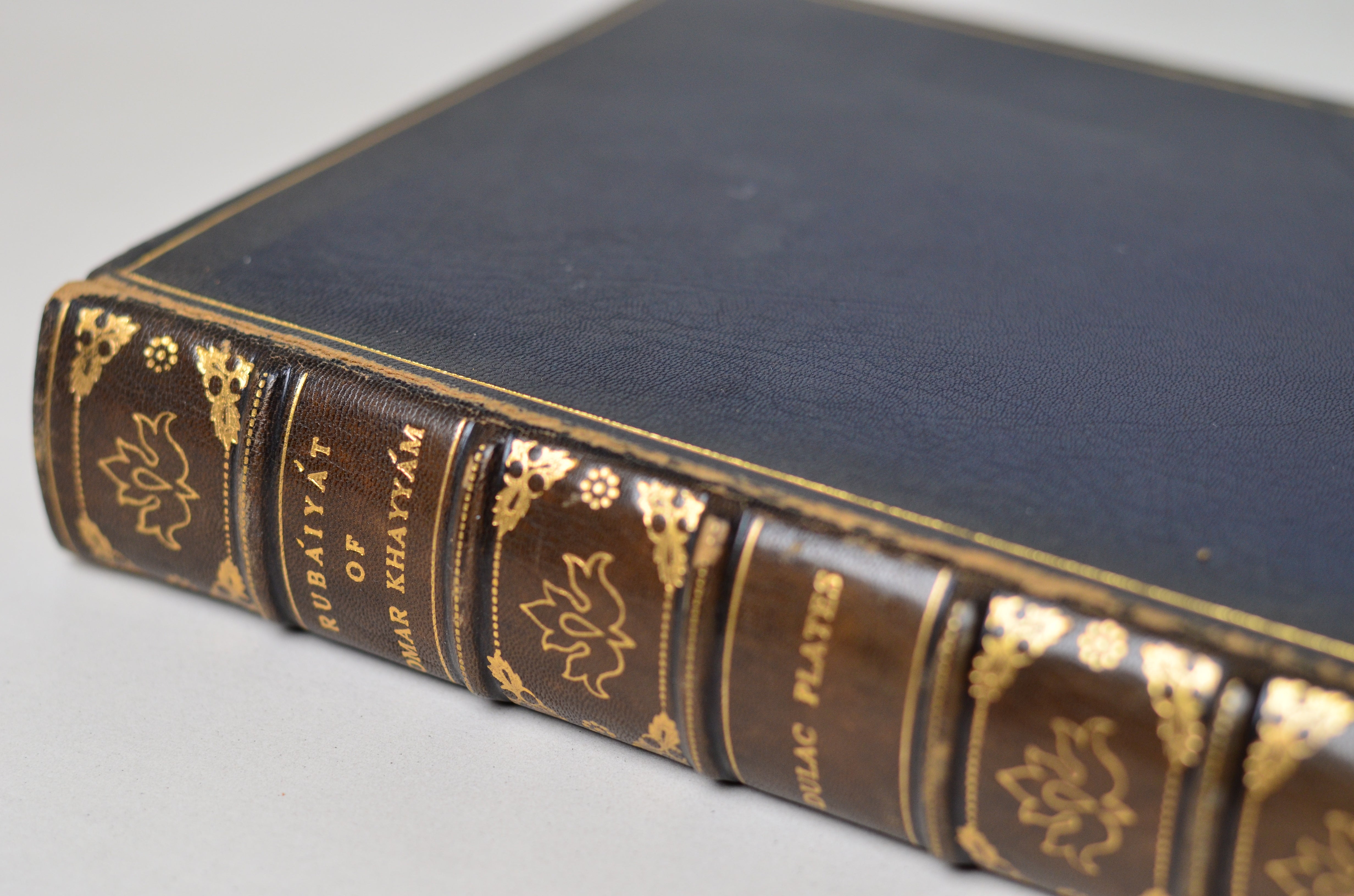 Antique Leather Bound Rubaiyat of Omar Khayyam Illustrated by Edmund Dulac c.1890