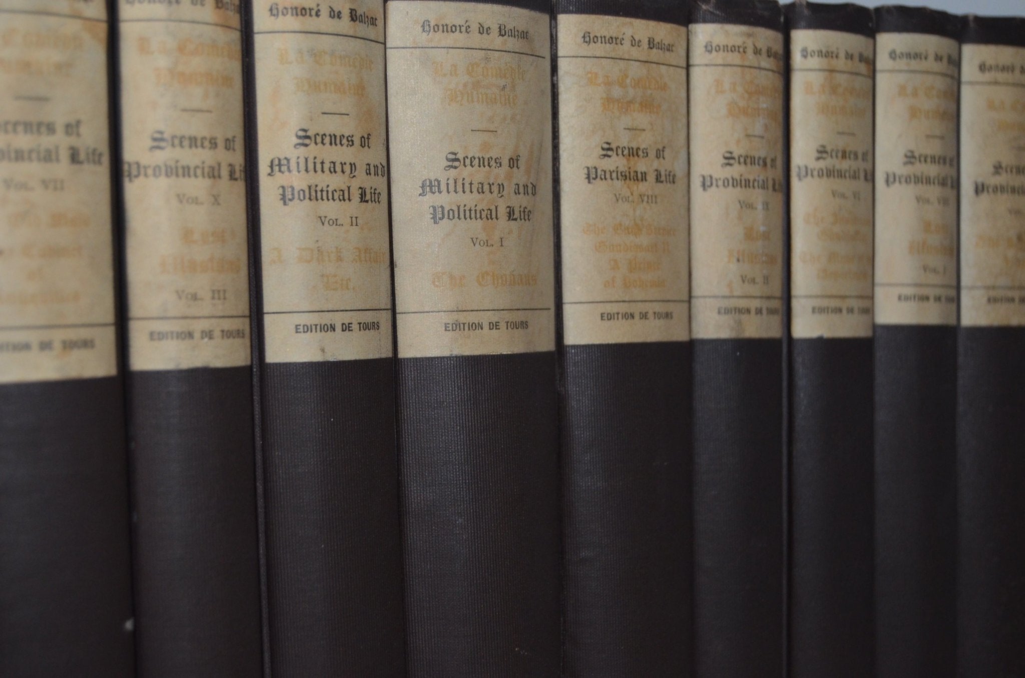 Black Antique Cloth Book Set – 7 Books, Honore de Balzac