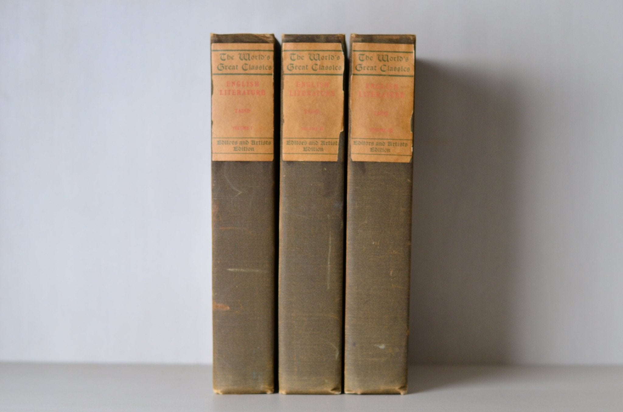 Antique Cloth Bound Book Decor - Gray, History of English Literature - Brookfield Books