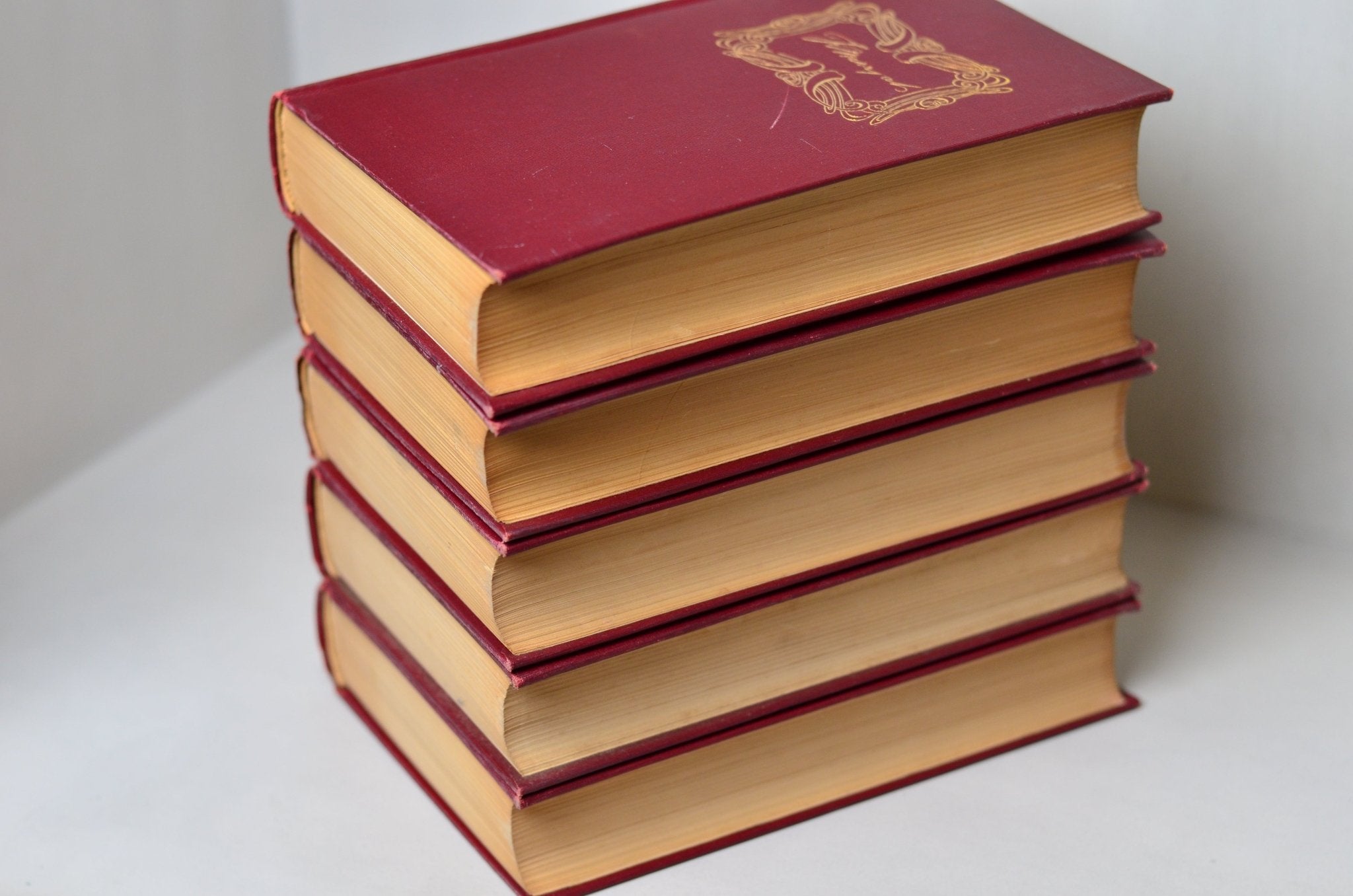 Red Antique Cloth Book Set – 7 Books, Captain Frederick Marryat, Edward Bulwer Lytton