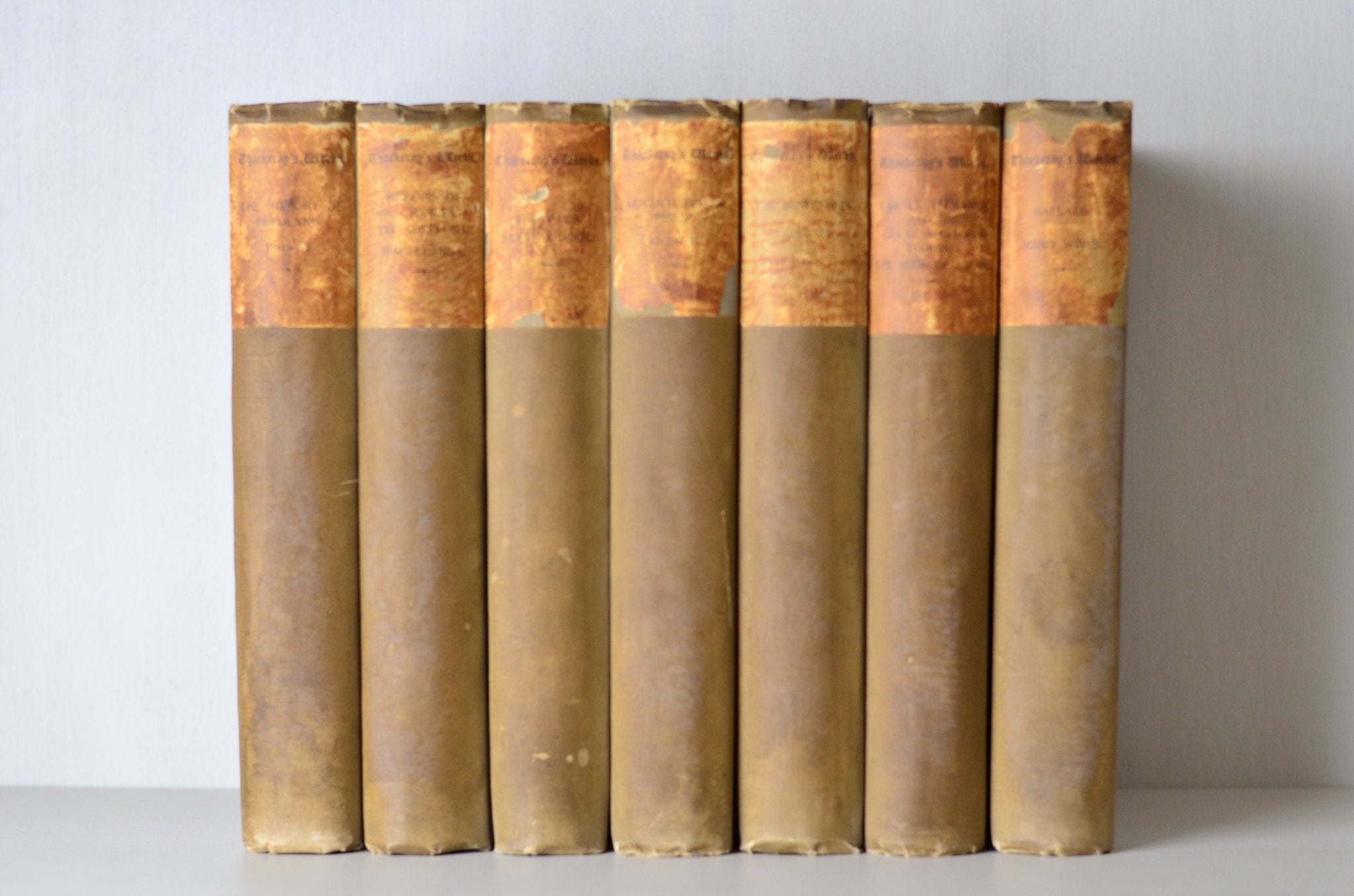 Antique Cloth Bound Book Décor - Olive Brown, William Thackeray - Brookfield Books