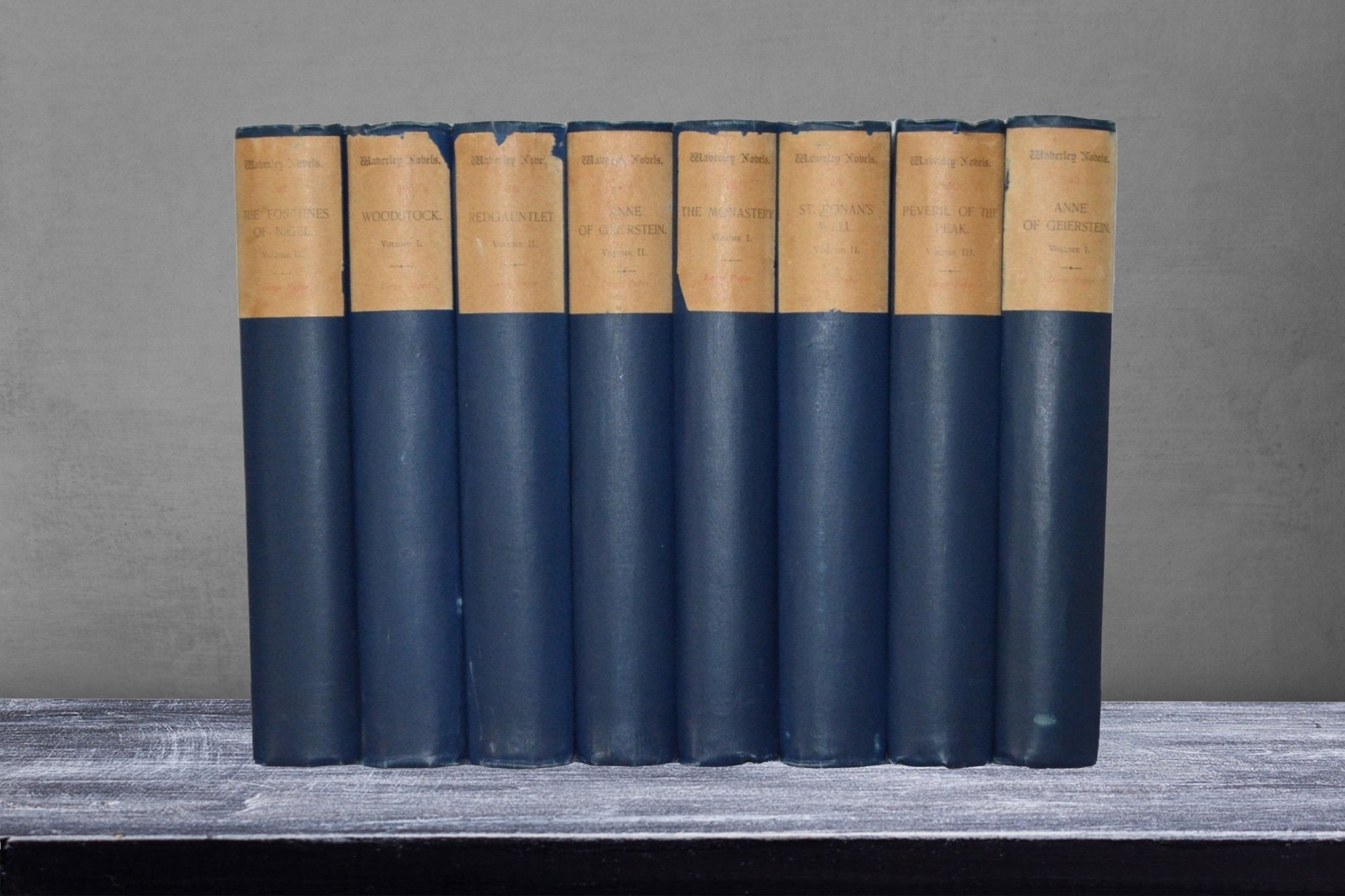 Antique Cloth Bound Book Décor Sir Walter Scott 1893 - 1 Foot Royal Blue - Brookfield Books
