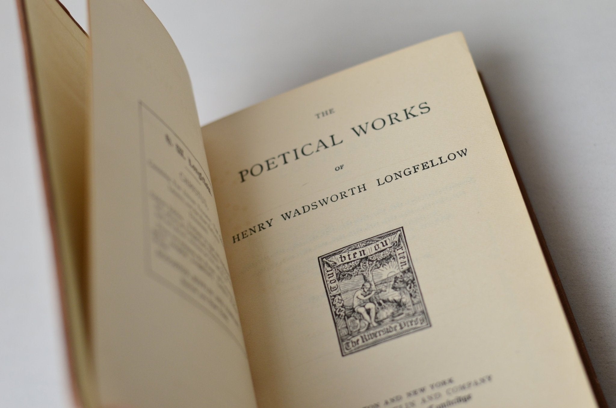 Antique Decorative Binding Poems of Henry Wadsworth Longfellow 1883 - Brookfield Books