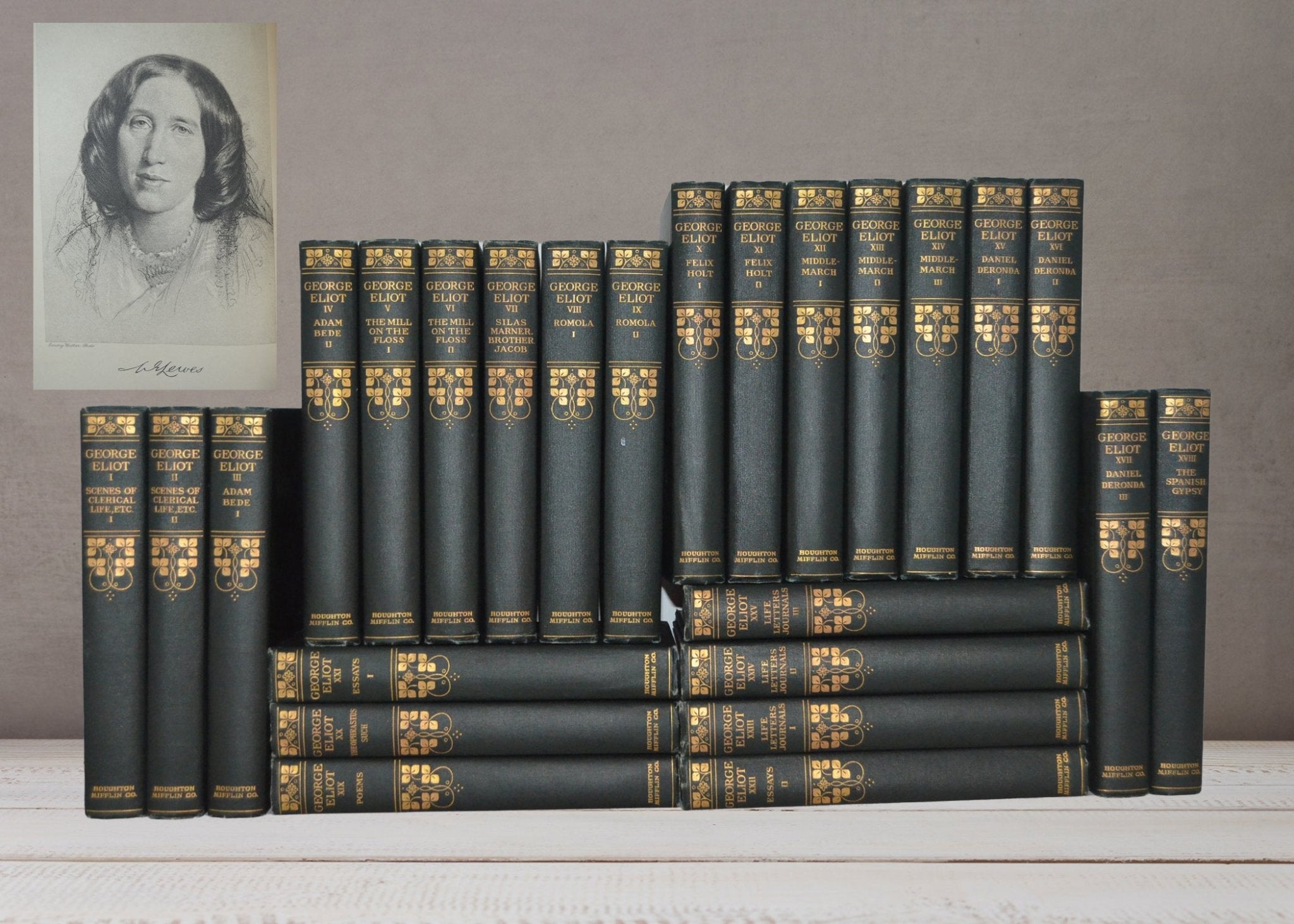 Antique Decorative Cloth Bound Complete Writings of George Eliot 1907 - Brookfield Books
