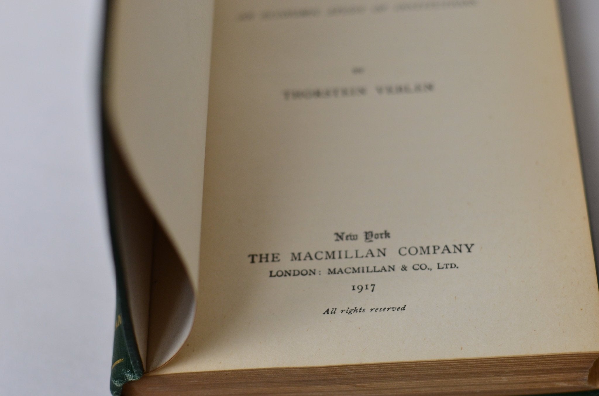 Antique Early Printing The Theory of the Leisure Class by Thorstein Veblen 1917 - Brookfield Books