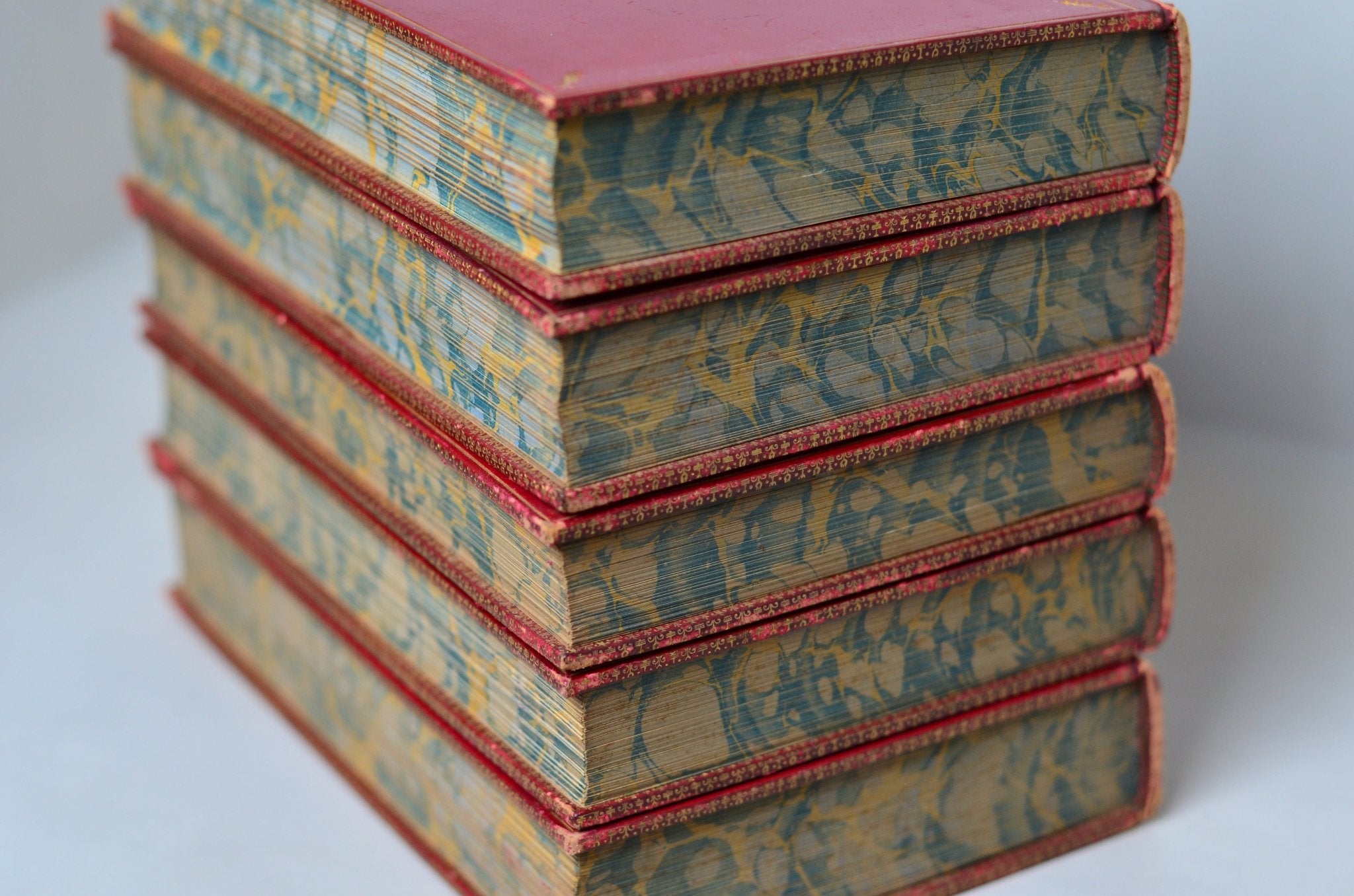 Antique Fine Leather Bound Book Decor c. 1890 - Red, William Harrison Ainsworth - Brookfield Books