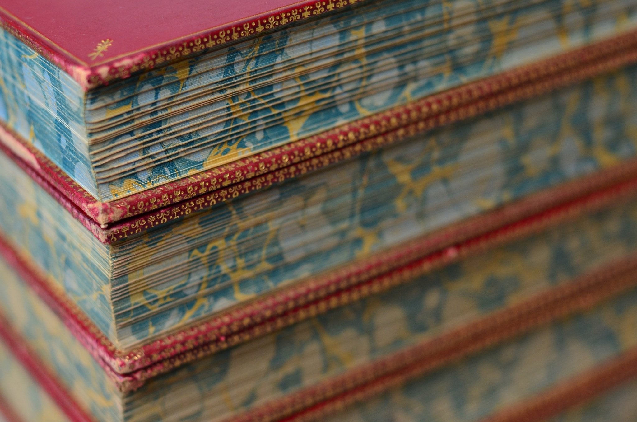 Antique Fine Leather Bound Book Decor c. 1890 - Red, William Harrison Ainsworth - Brookfield Books