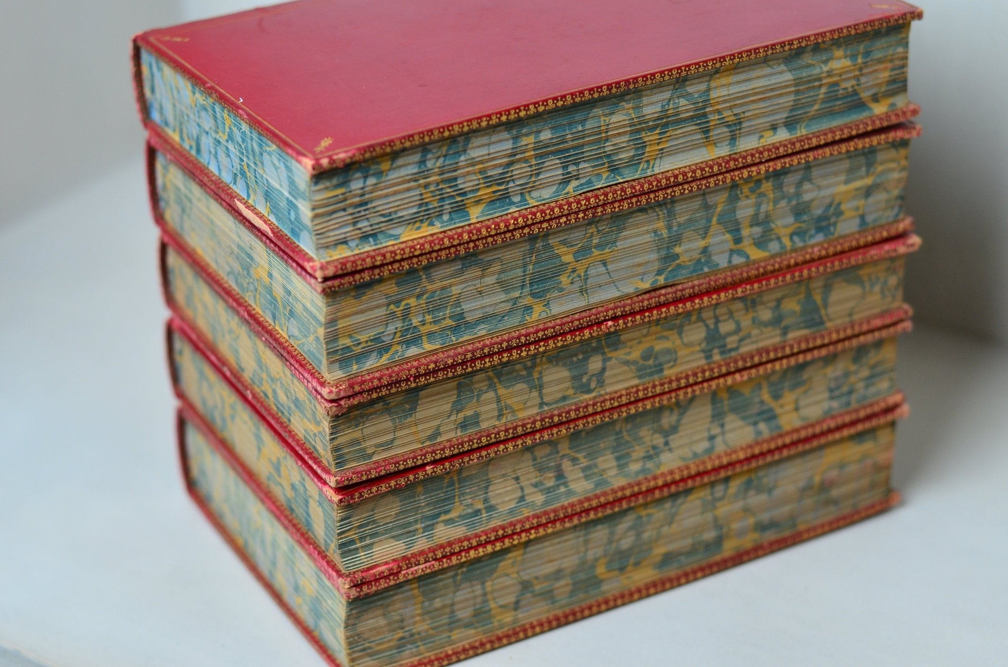 Red Antique Leather Book Set – 5 Books, William Harrison Ainsworth