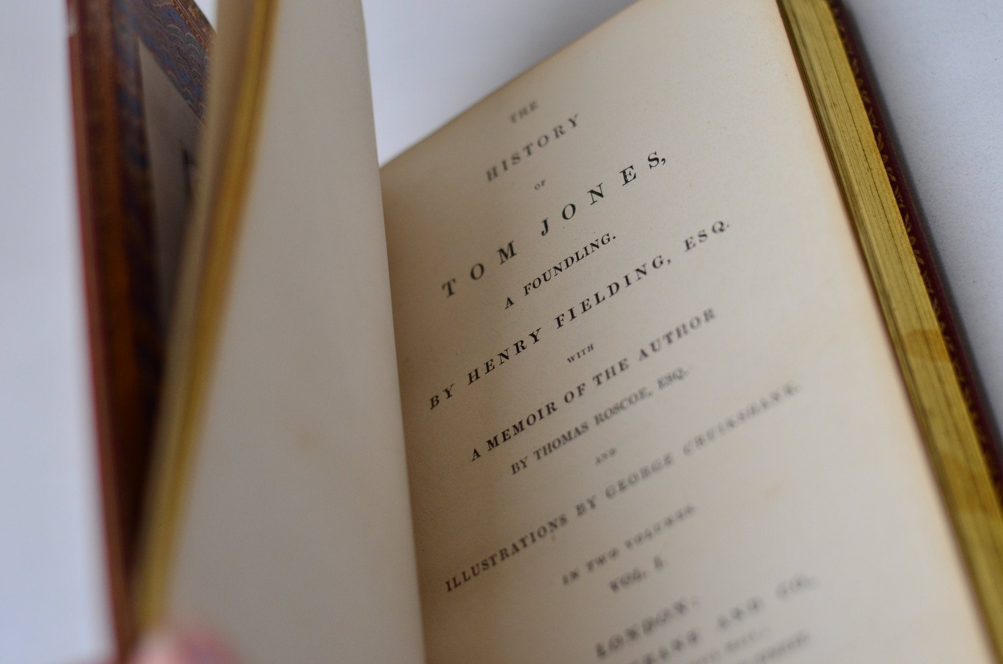 Antique Fine Leather Bound Tom Jones by Henry Fielding 1836, Volume I - Brookfield Books