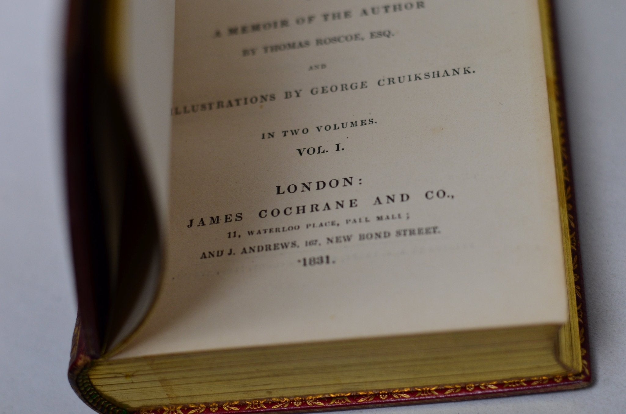 Antique Fine Leather Bound Tom Jones by Henry Fielding 1836, Volume I - Brookfield Books