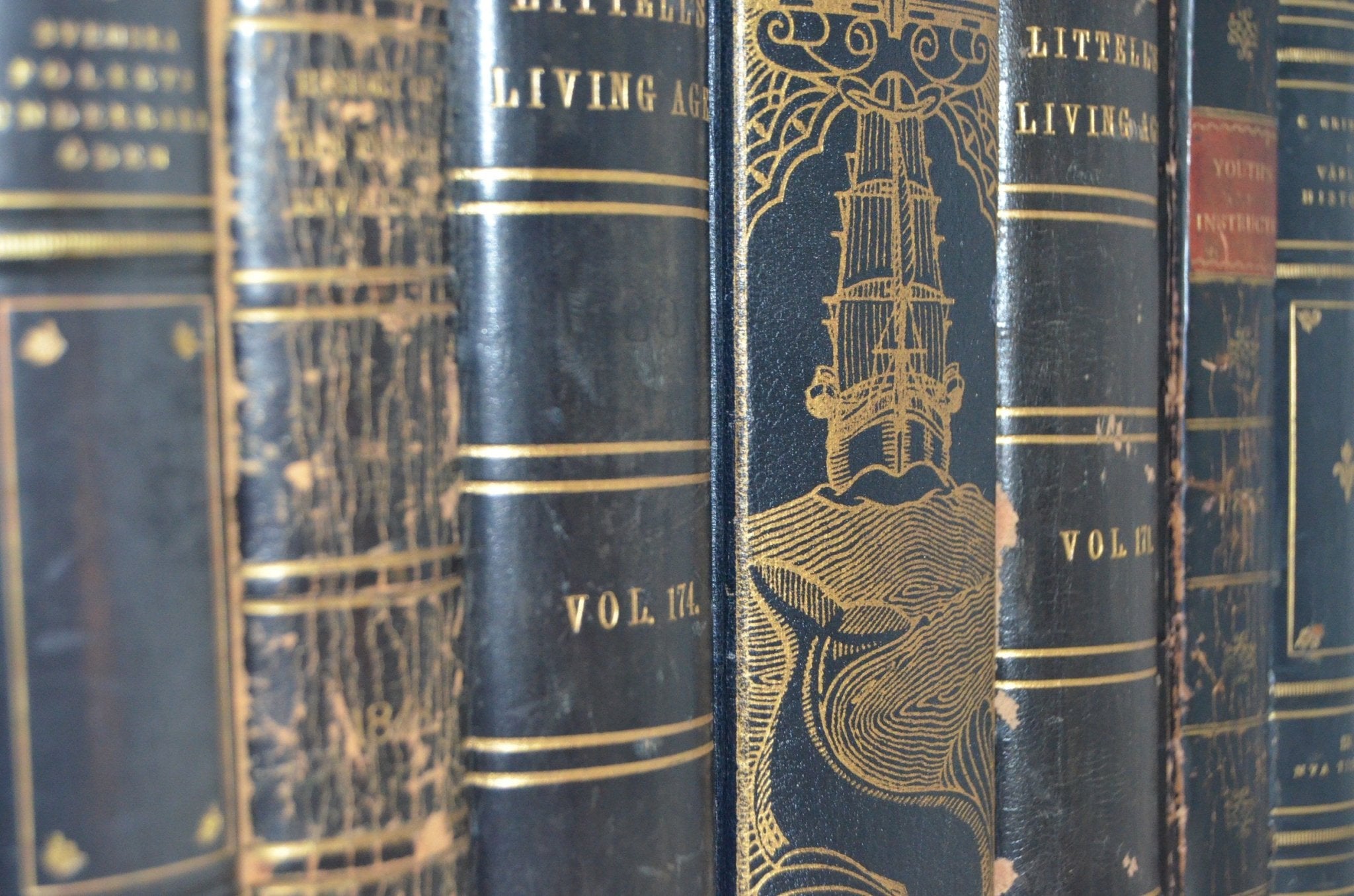 Blue Antique Leather Book Set – 7 Books, Moby Dick by Herman Melville