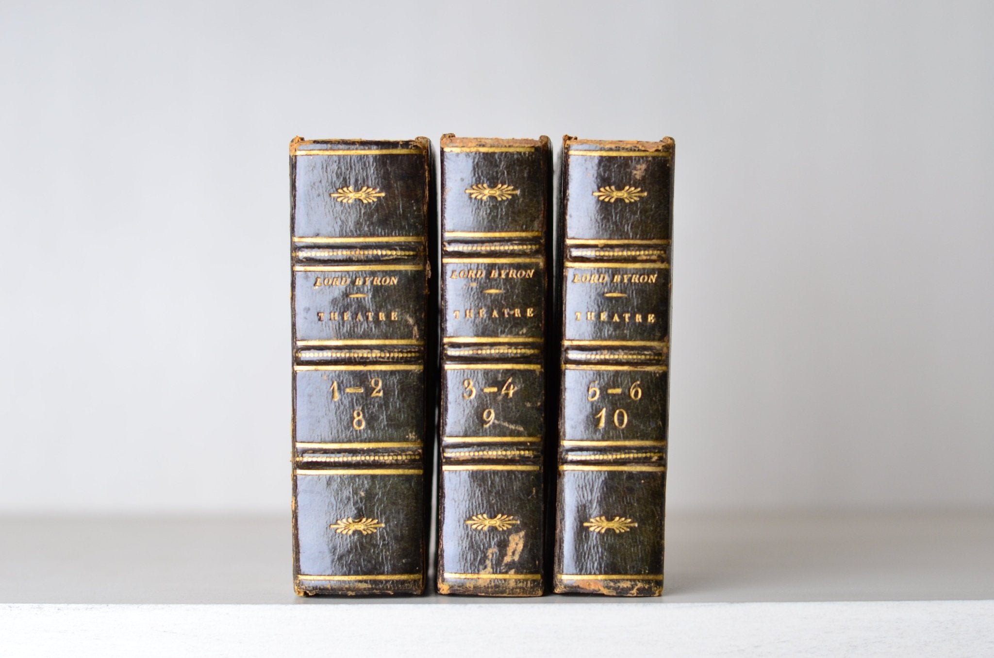 Antique Leather Bound Book Decor - Black, Lord Byron, 1828 - Brookfield Books
