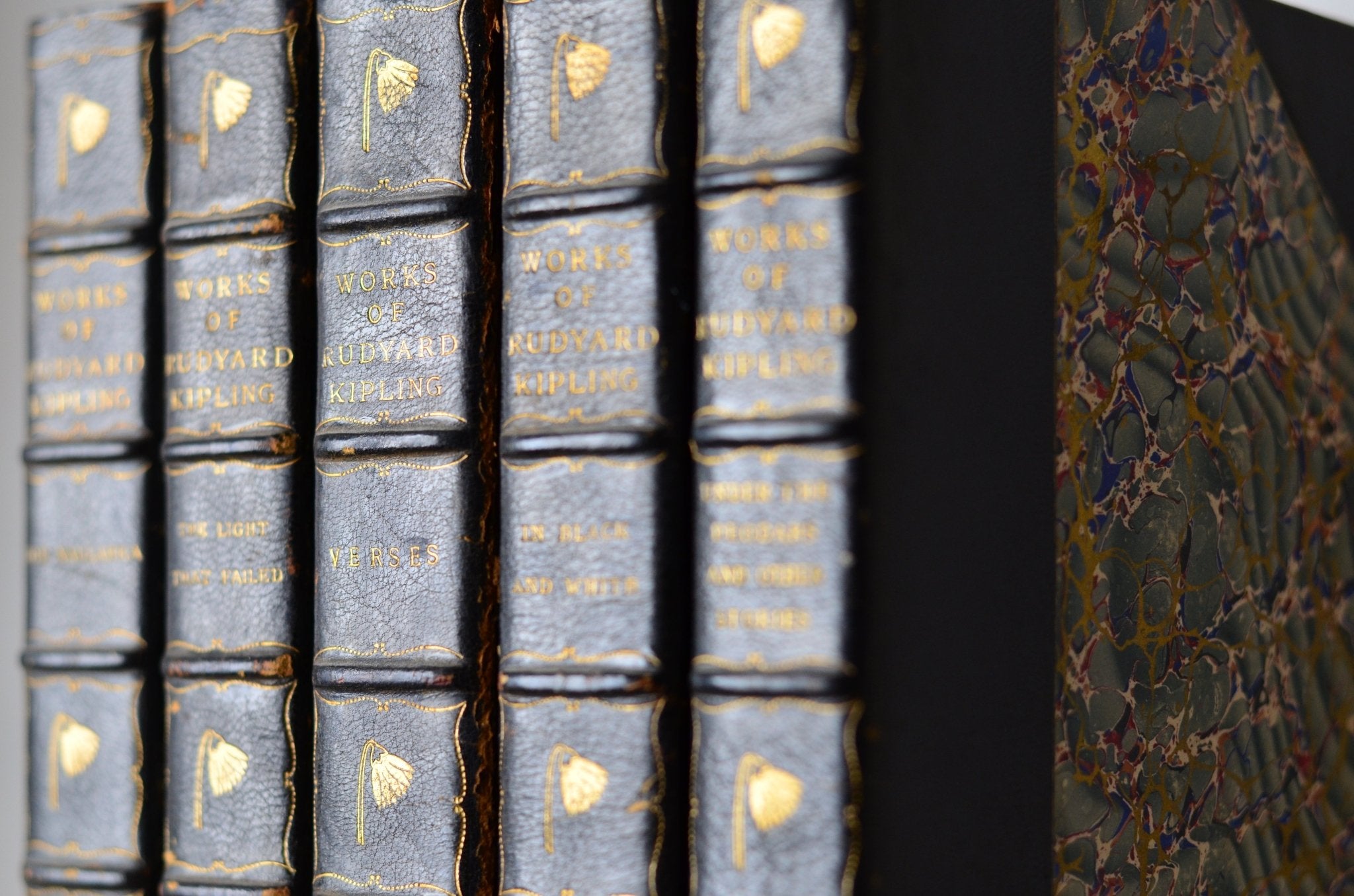 Black Antique Leather Book Set – 5 Books, Rudyard Kipling