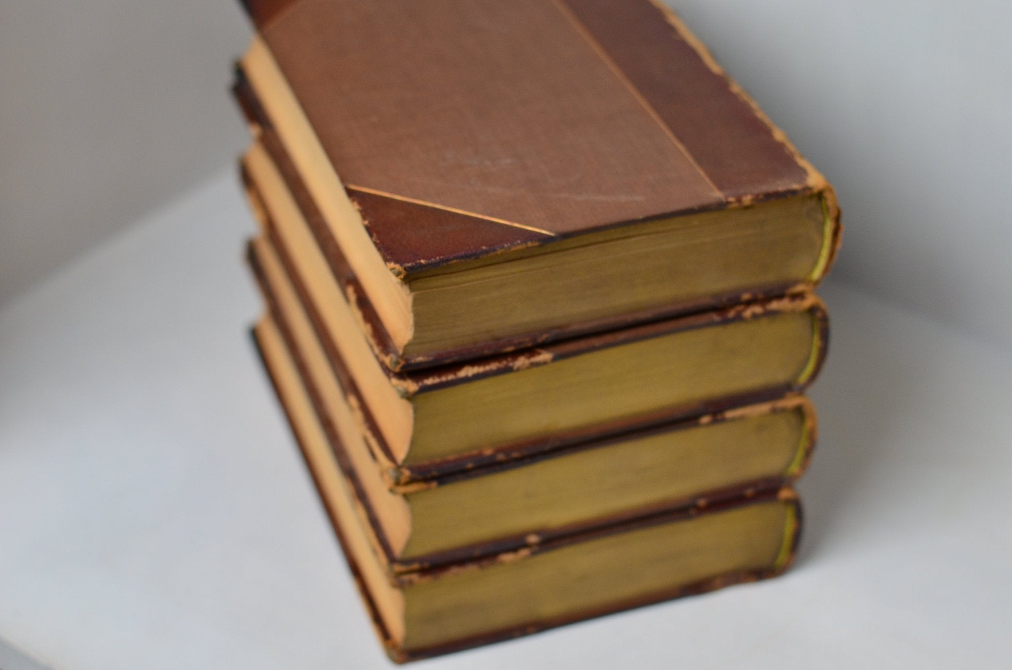 Dark Brown Antique Leather Book Set – 4 Books, Nathaniel Hawthorne