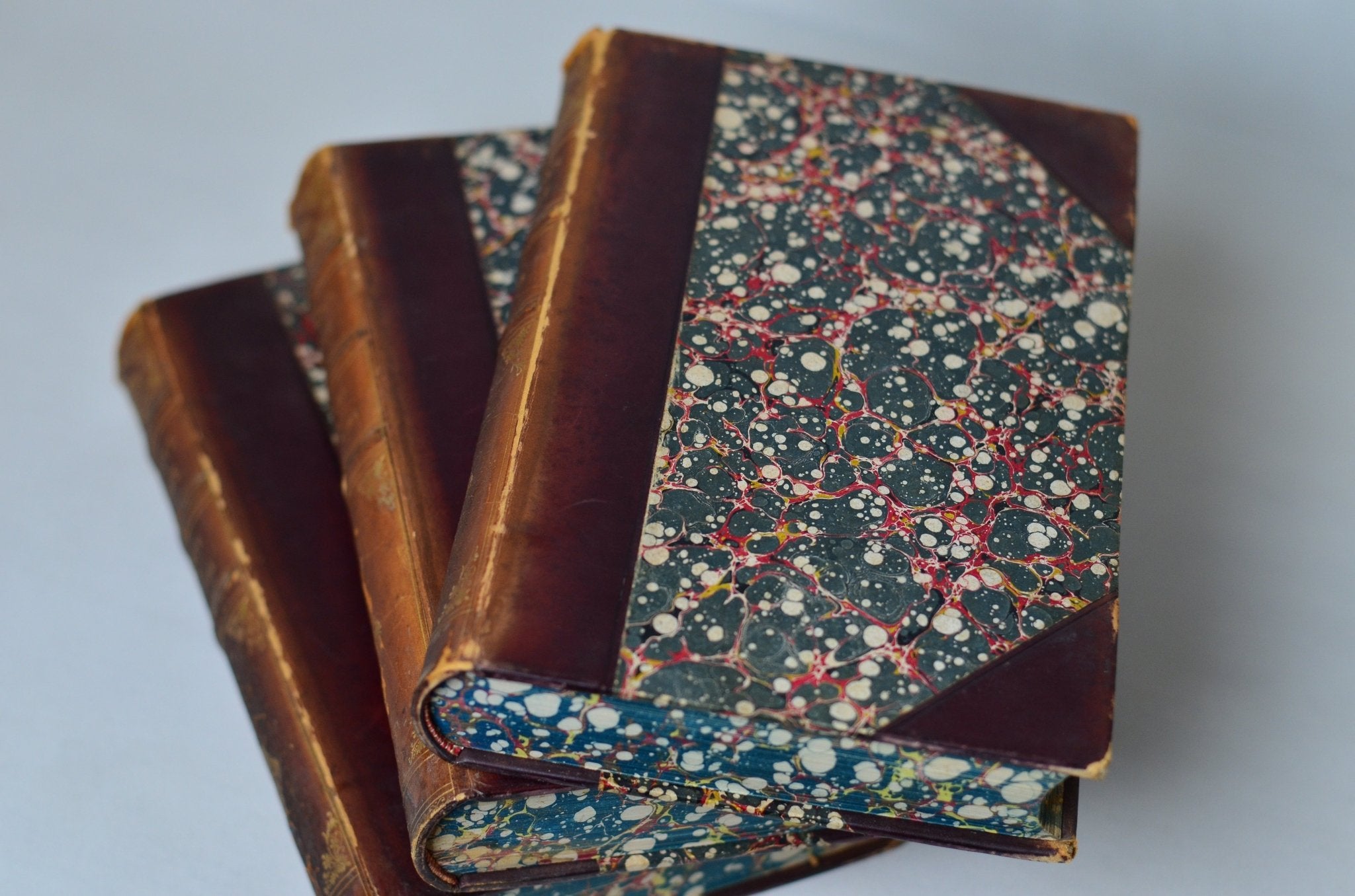 Antique Leather Bound Book Decor - Brown, Selected Works of Ralph Waldo Emerson 1883 - Brookfield Books
