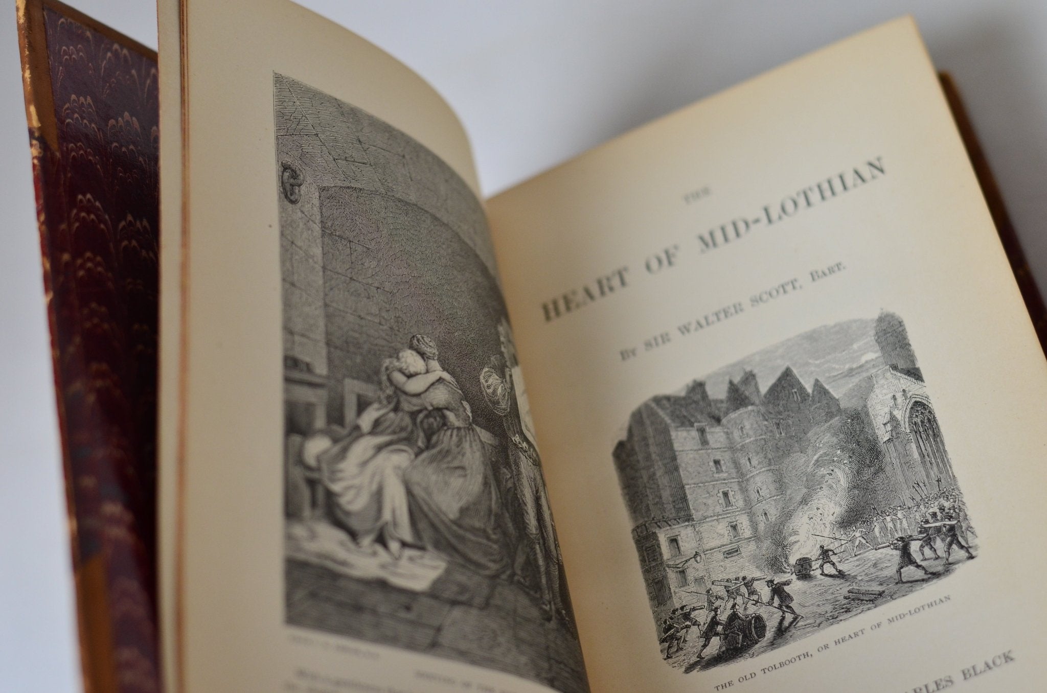 Antique Leather Bound Book Decor - Brown, Sir Walter Scott, 1871 - Brookfield Books