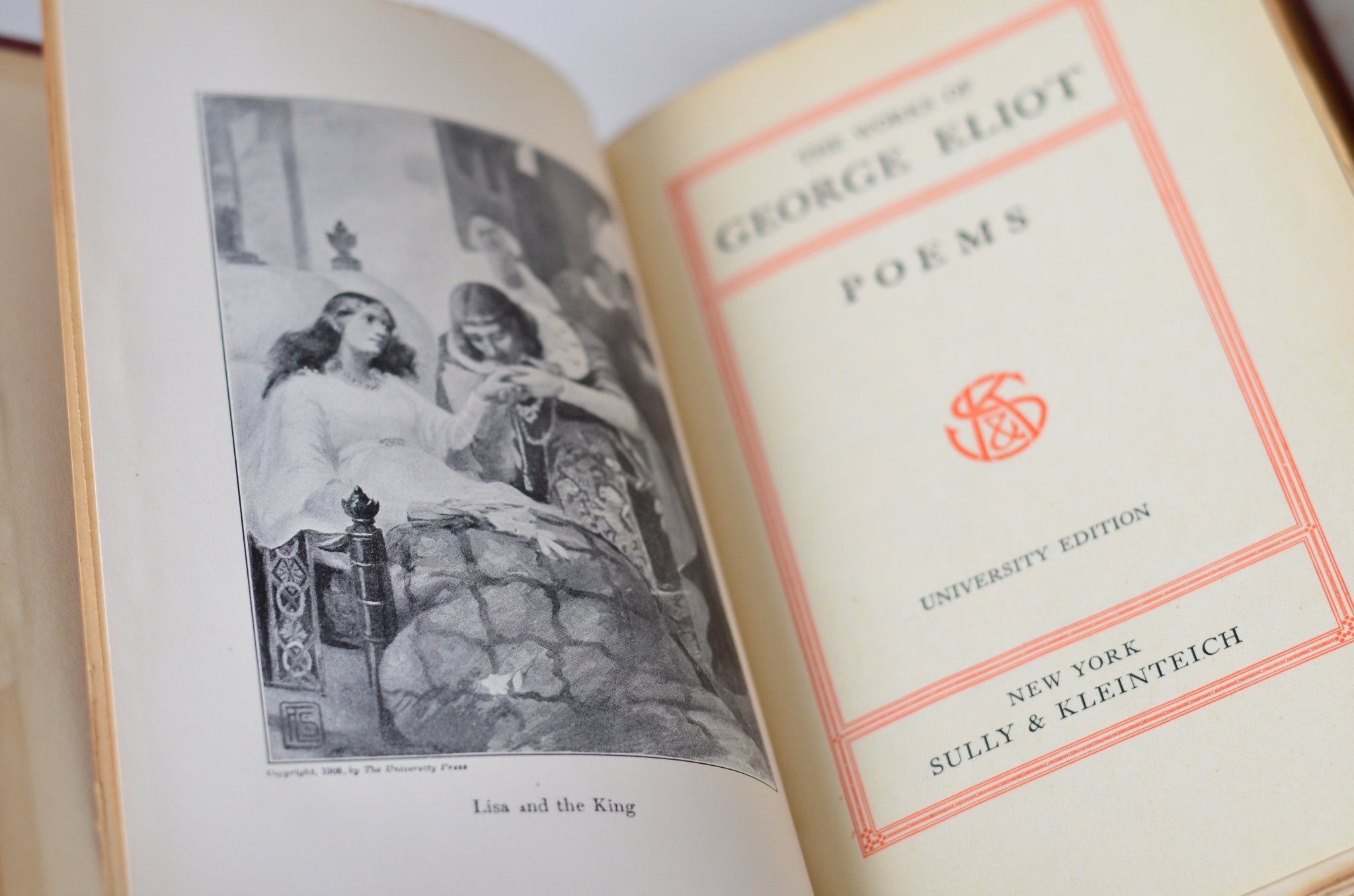 Antique Leather Bound Book Decor - Burnt Orange, George Eliot - Brookfield Books