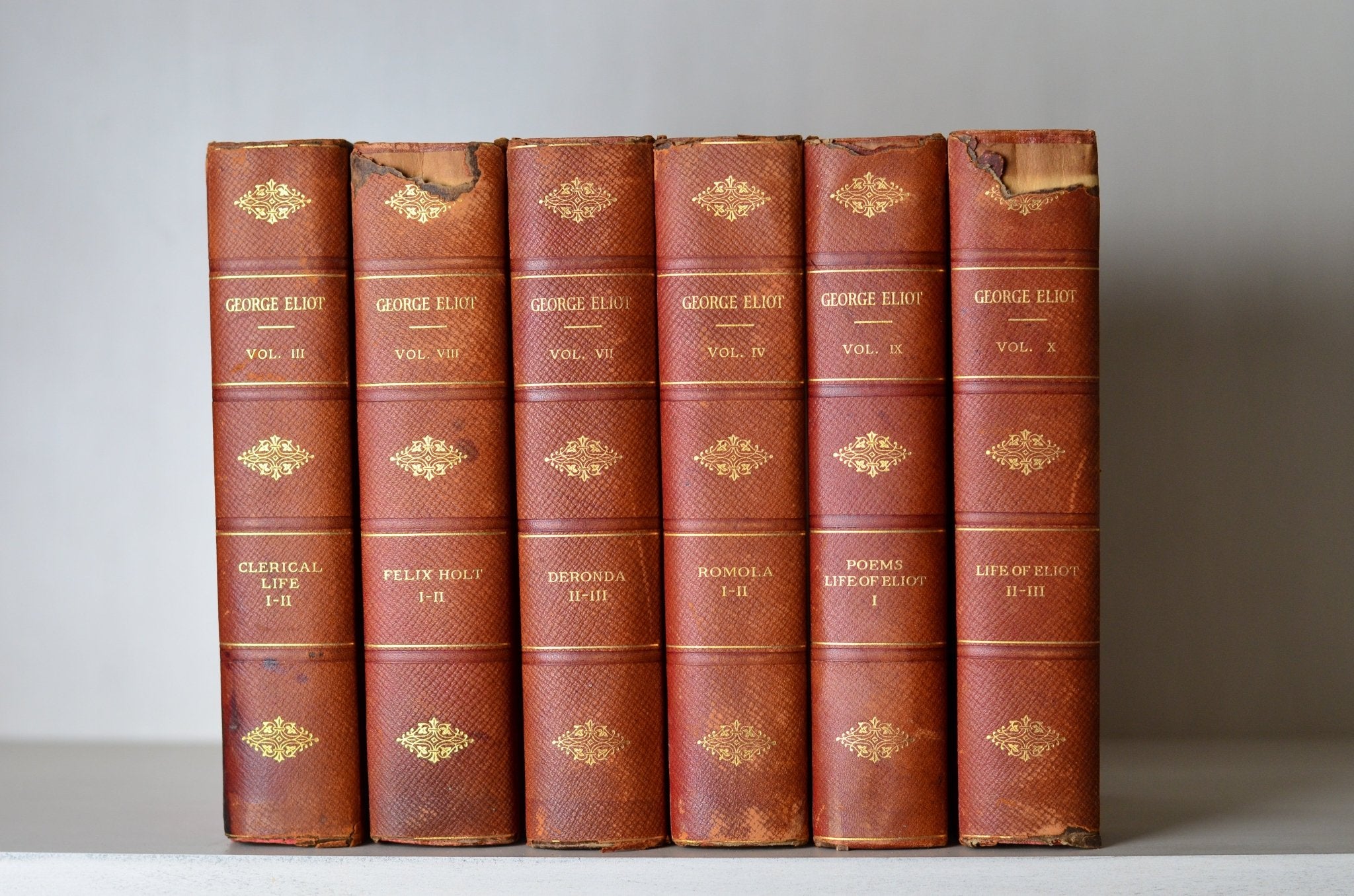 Antique Leather Bound Book Decor - Burnt Orange, George Eliot - Brookfield Books