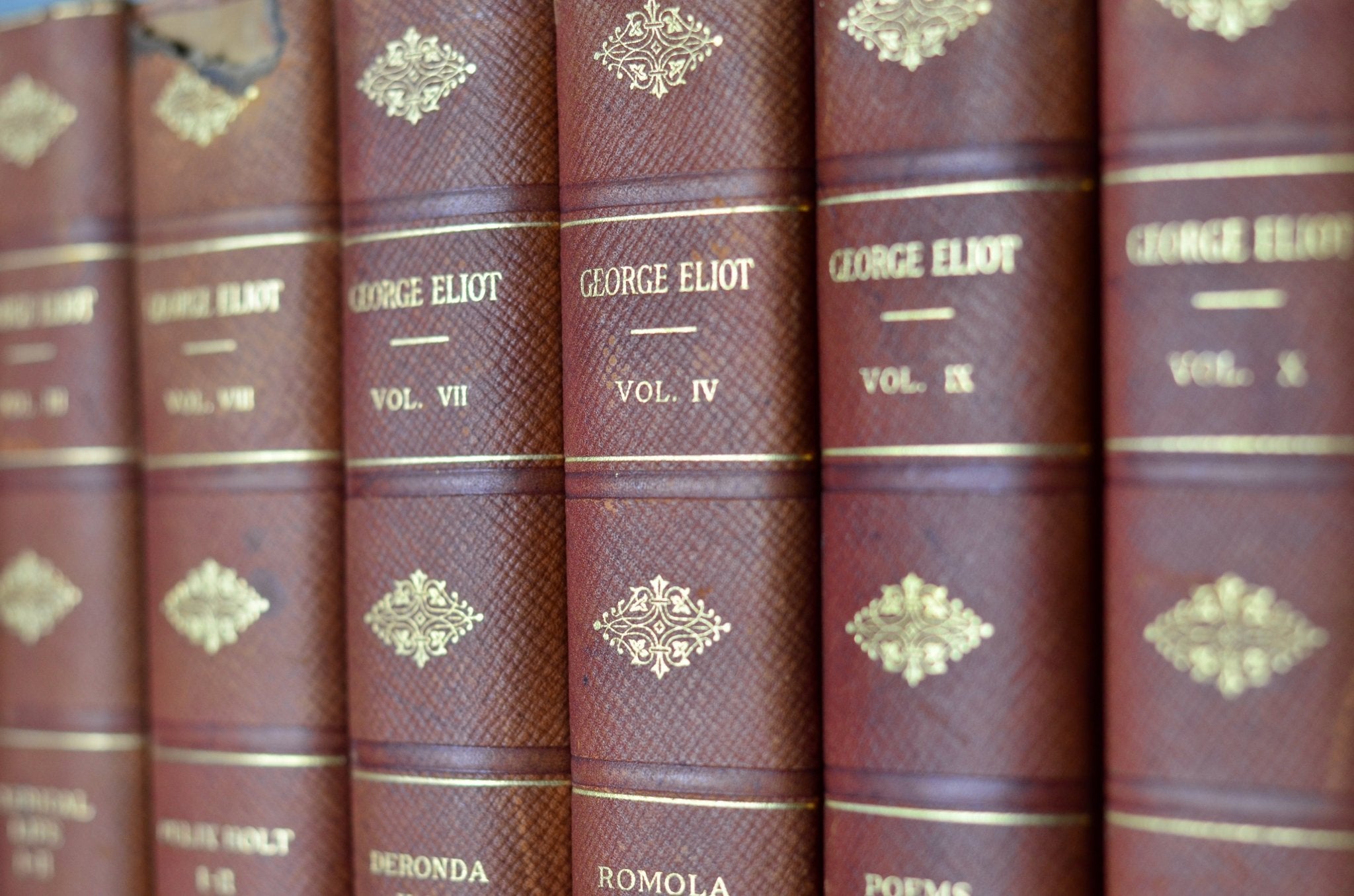 Antique Leather Bound Book Decor - Burnt Orange, George Eliot - Brookfield Books