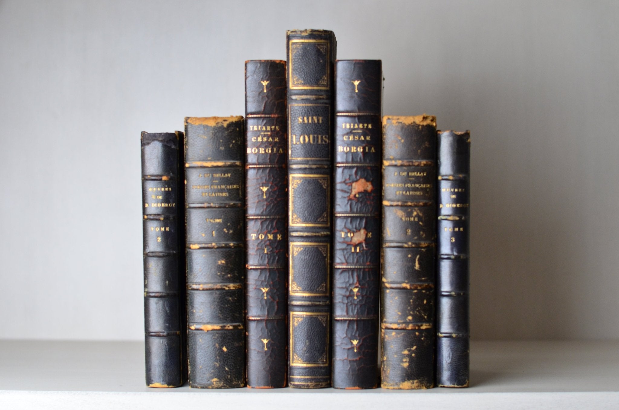 Antique Leather Bound Book Decor - Dark Navy Blue, Saint Louis IX of France - Brookfield Books