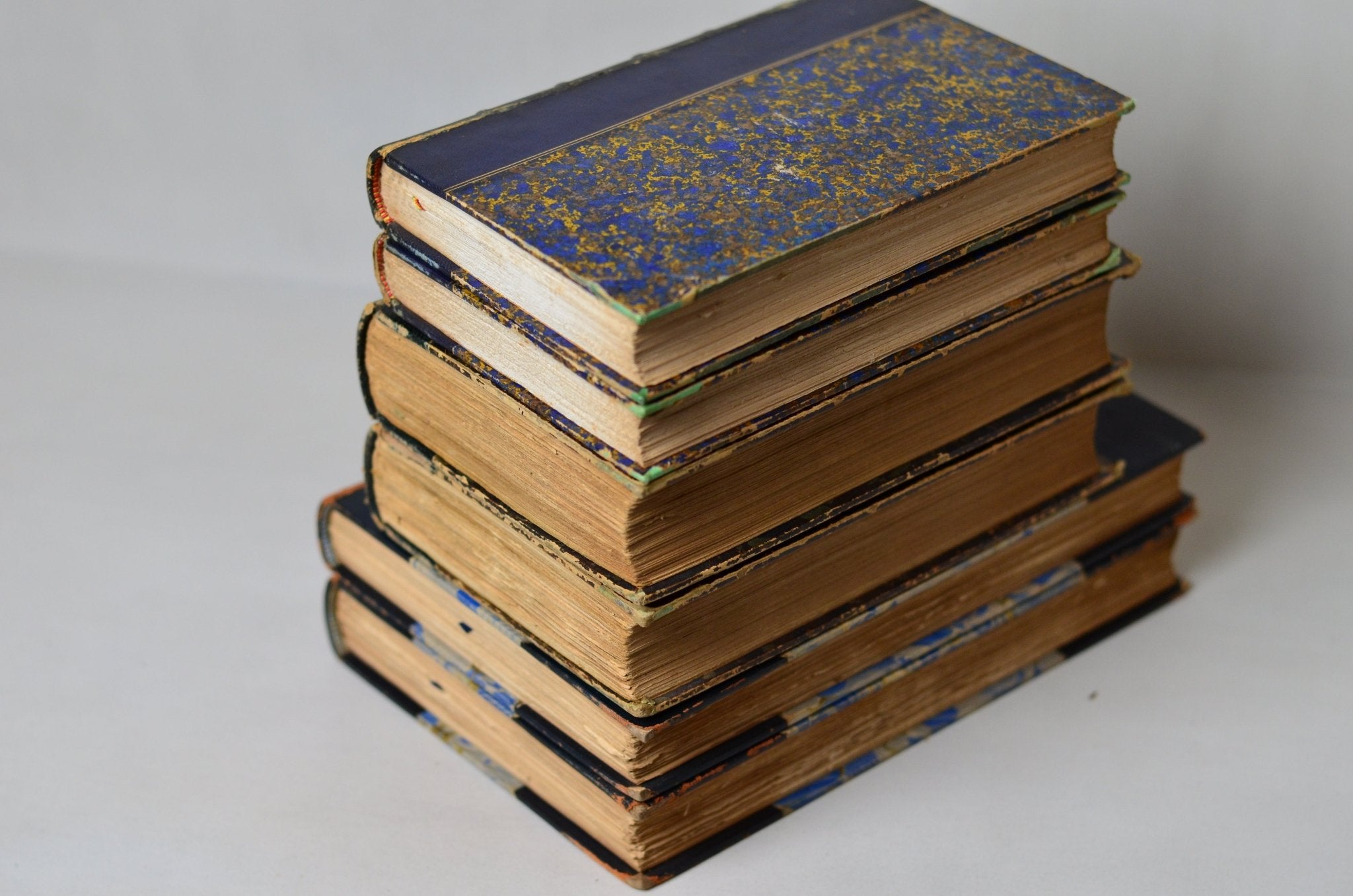 Blue Antique Leather Book Set – 7 Books, Saint Louis IX of France