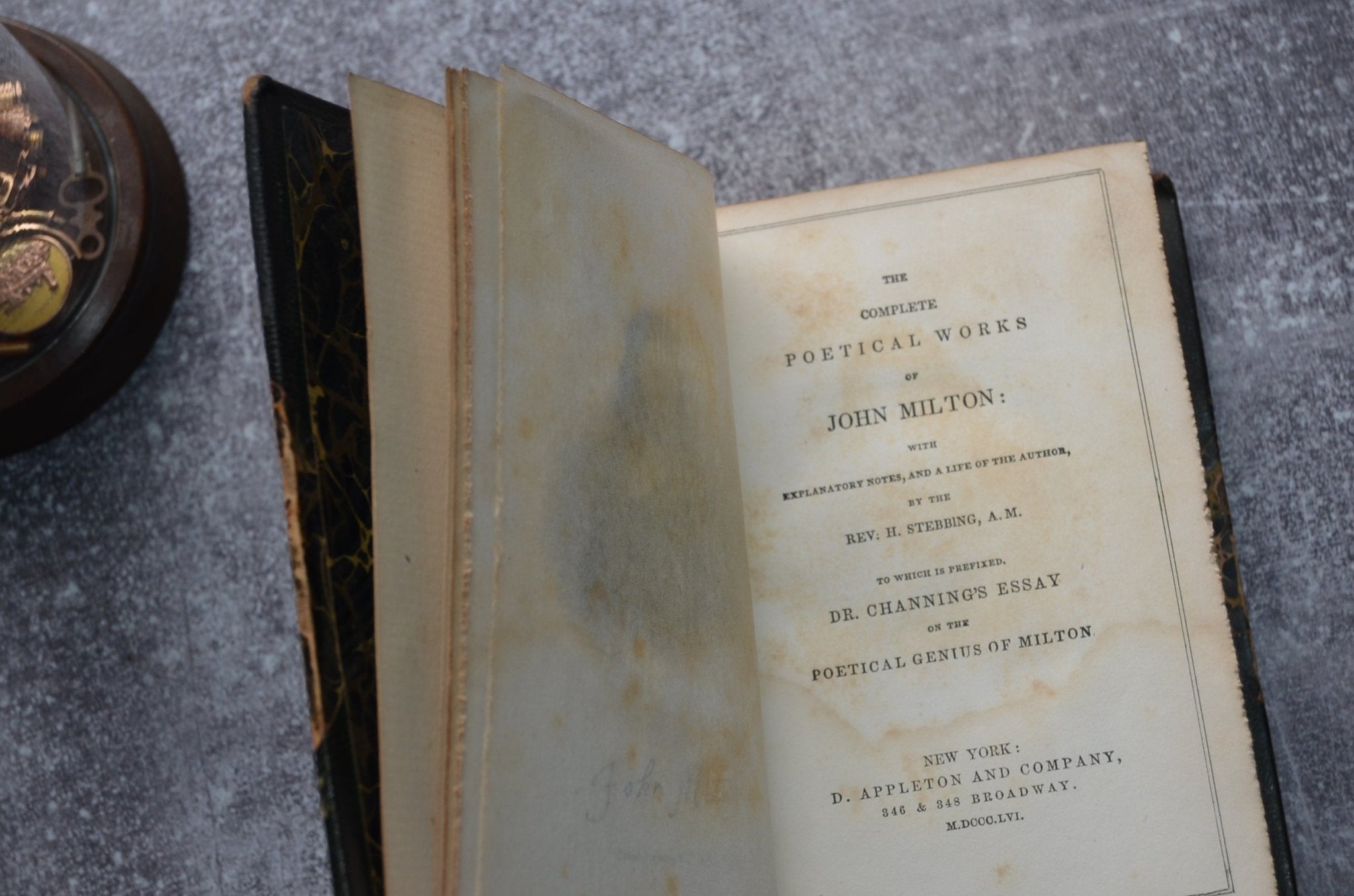 Antique Leather Bound Book Décor – John Milton, Michel de Montaigne, Michelangelo 1853 - Brookfield Books