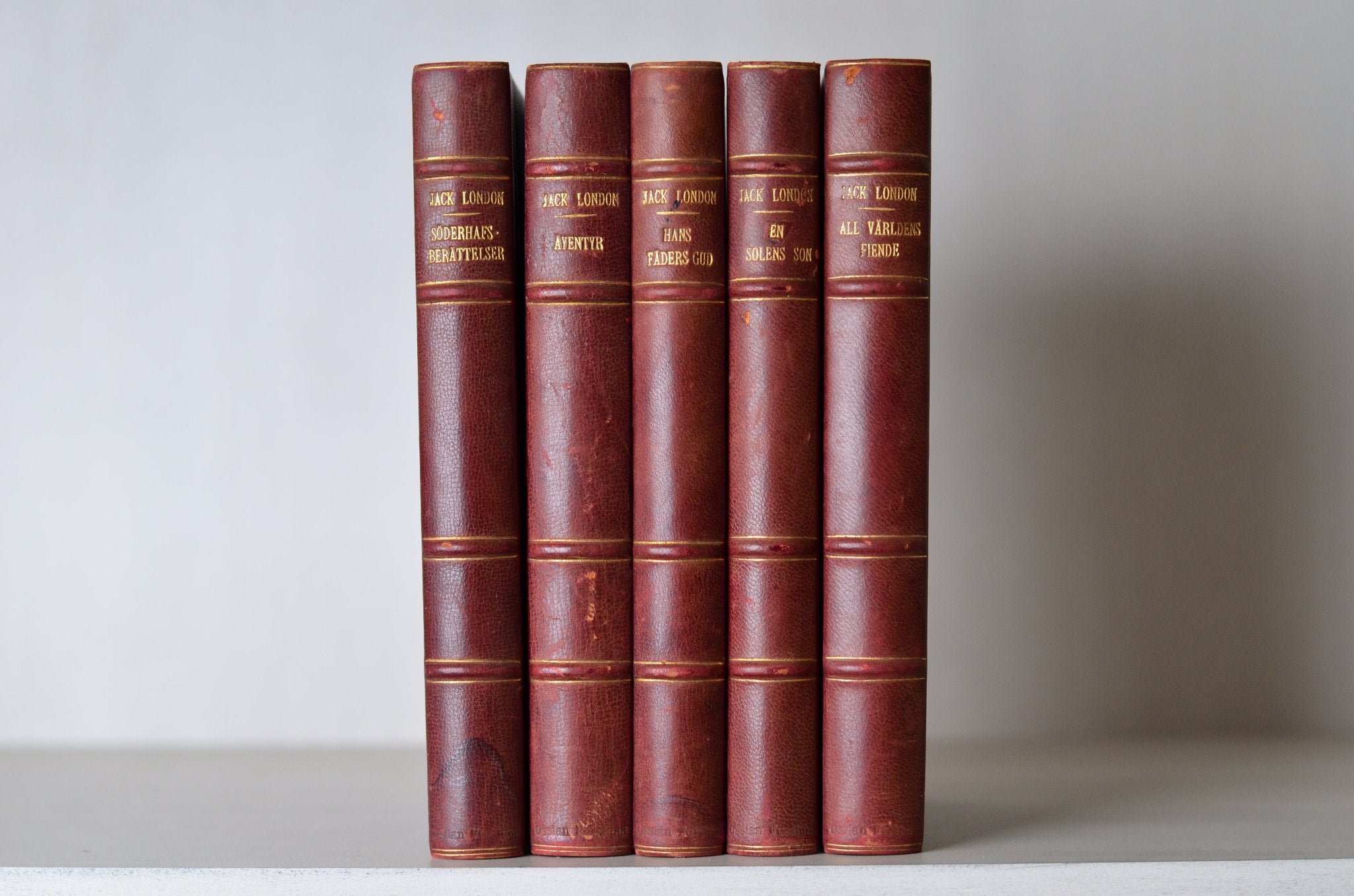 Red Antique Leather Book Set – 5 Books, Jack London
