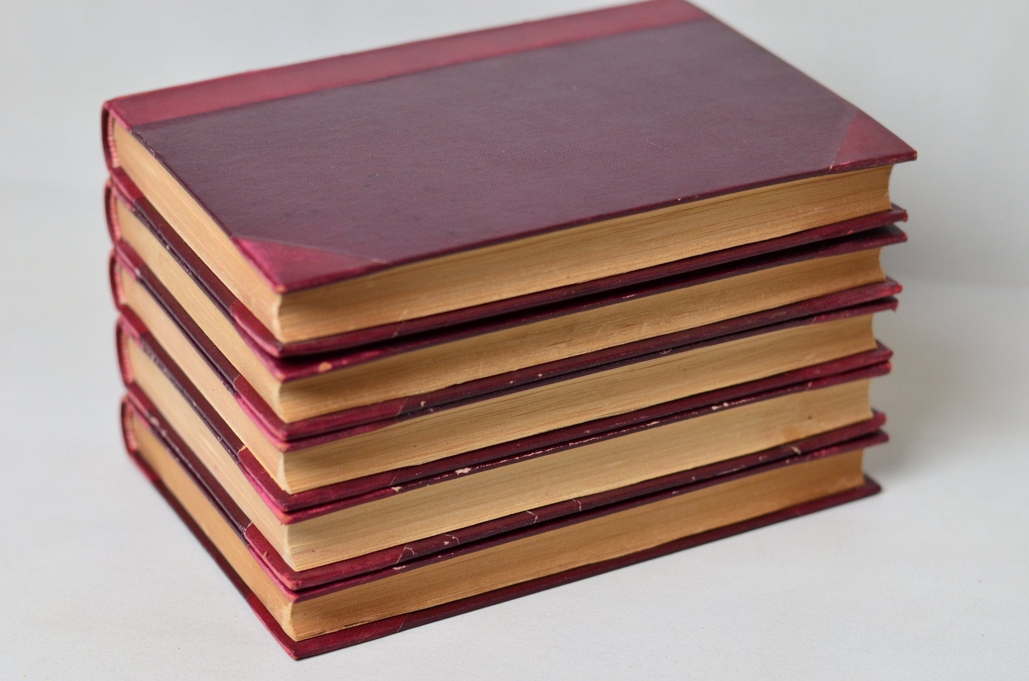 Red Antique Leather Book Set – 5 Books, Jack London