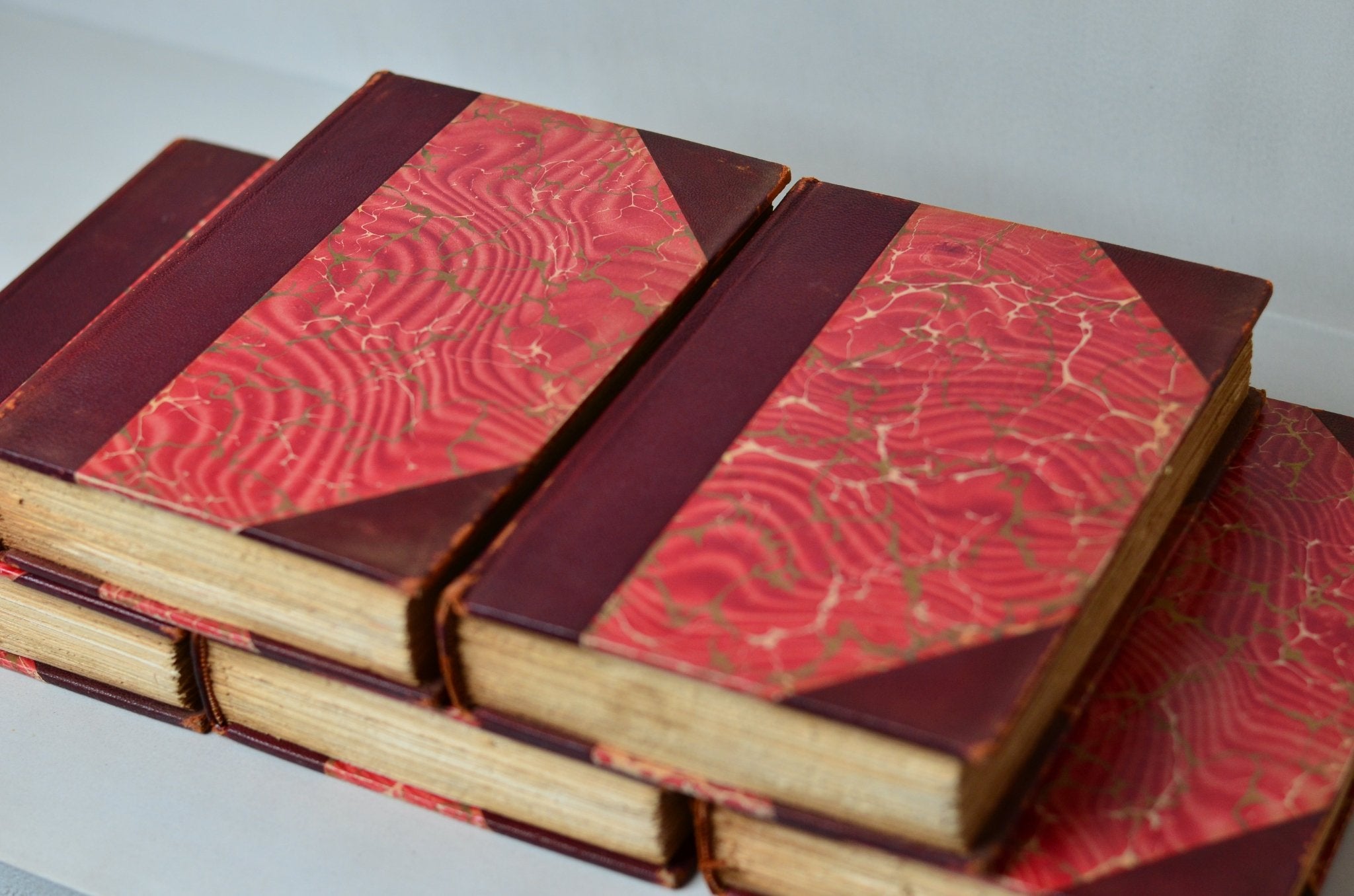 Red Antique Leather Book Set – 5 Books, Shakespeare