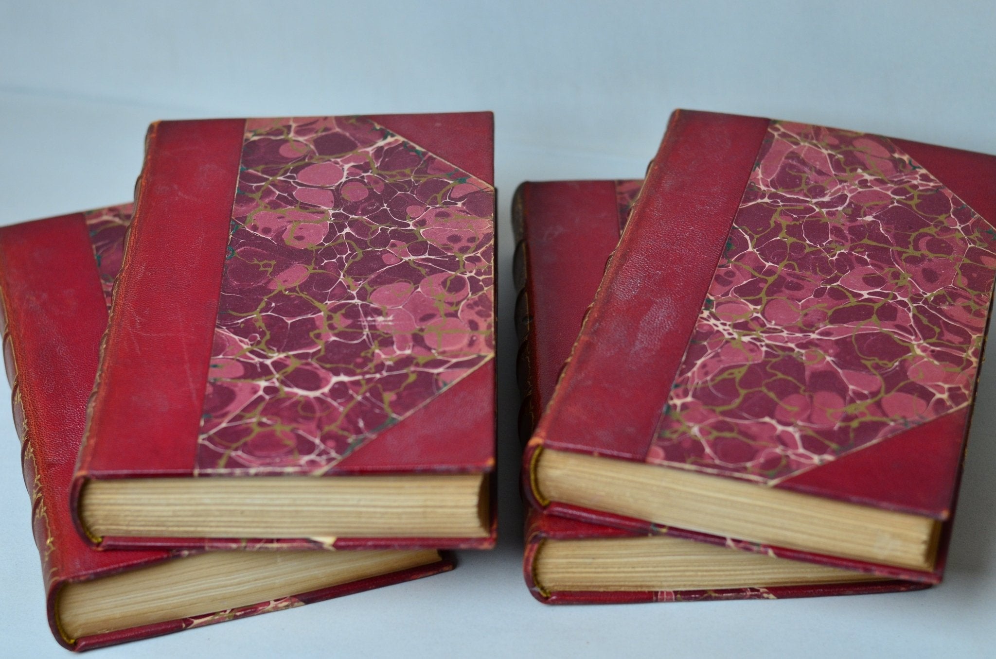Red Antique Leather Book Set – 4 Books, Victor Hugo