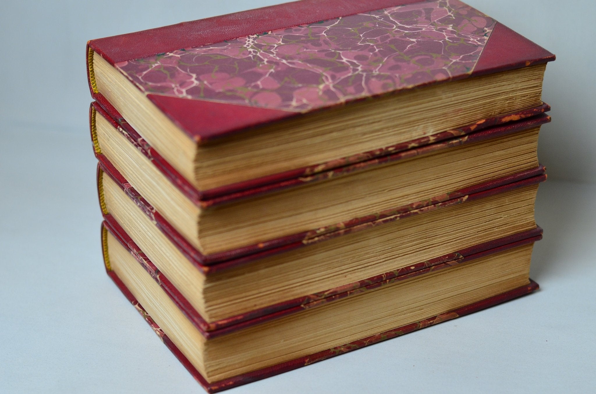 Red Antique Leather Book Set – 4 Books, Victor Hugo