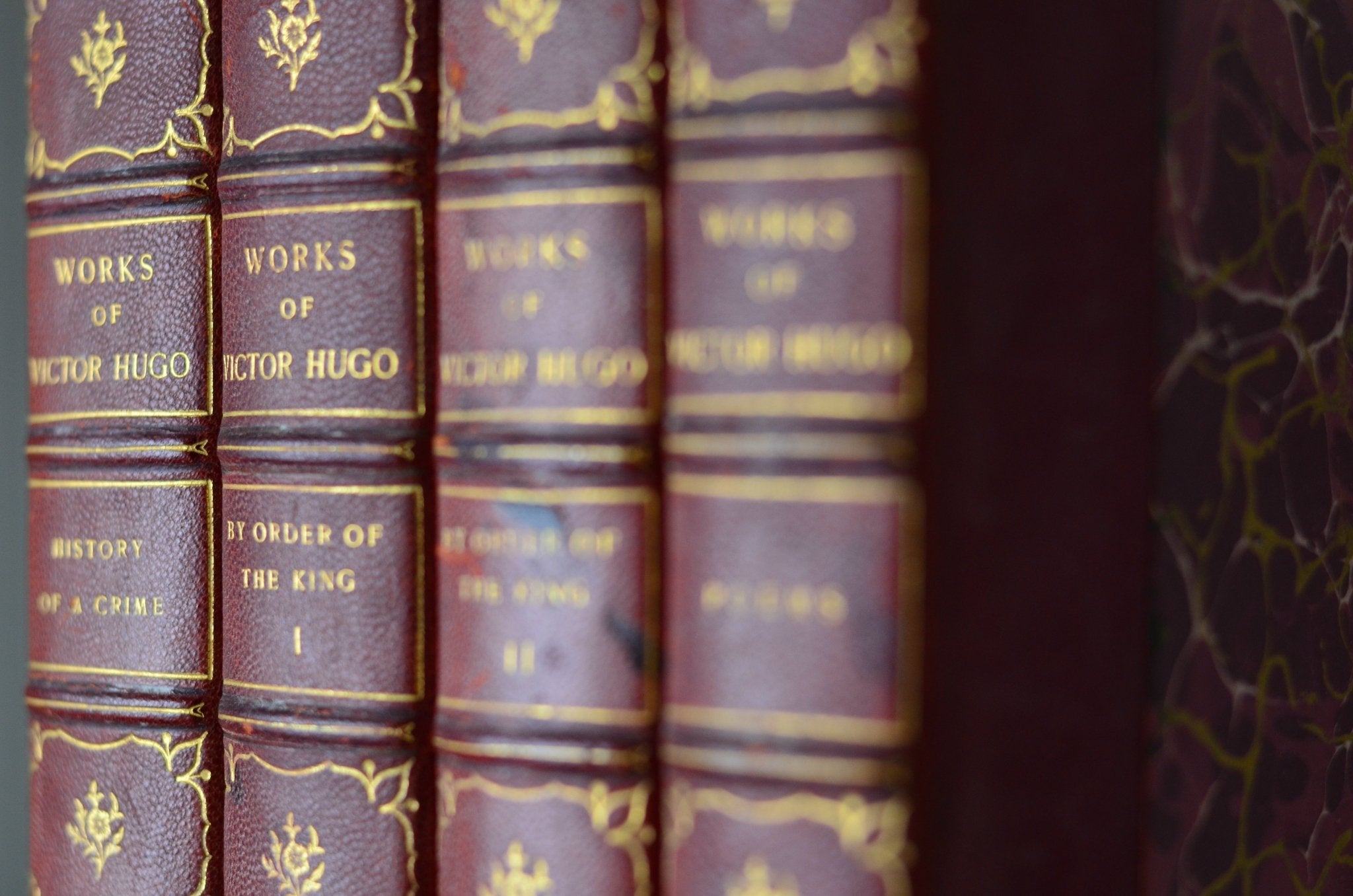 Red Antique Leather Book Set – 4 Books, Victor Hugo