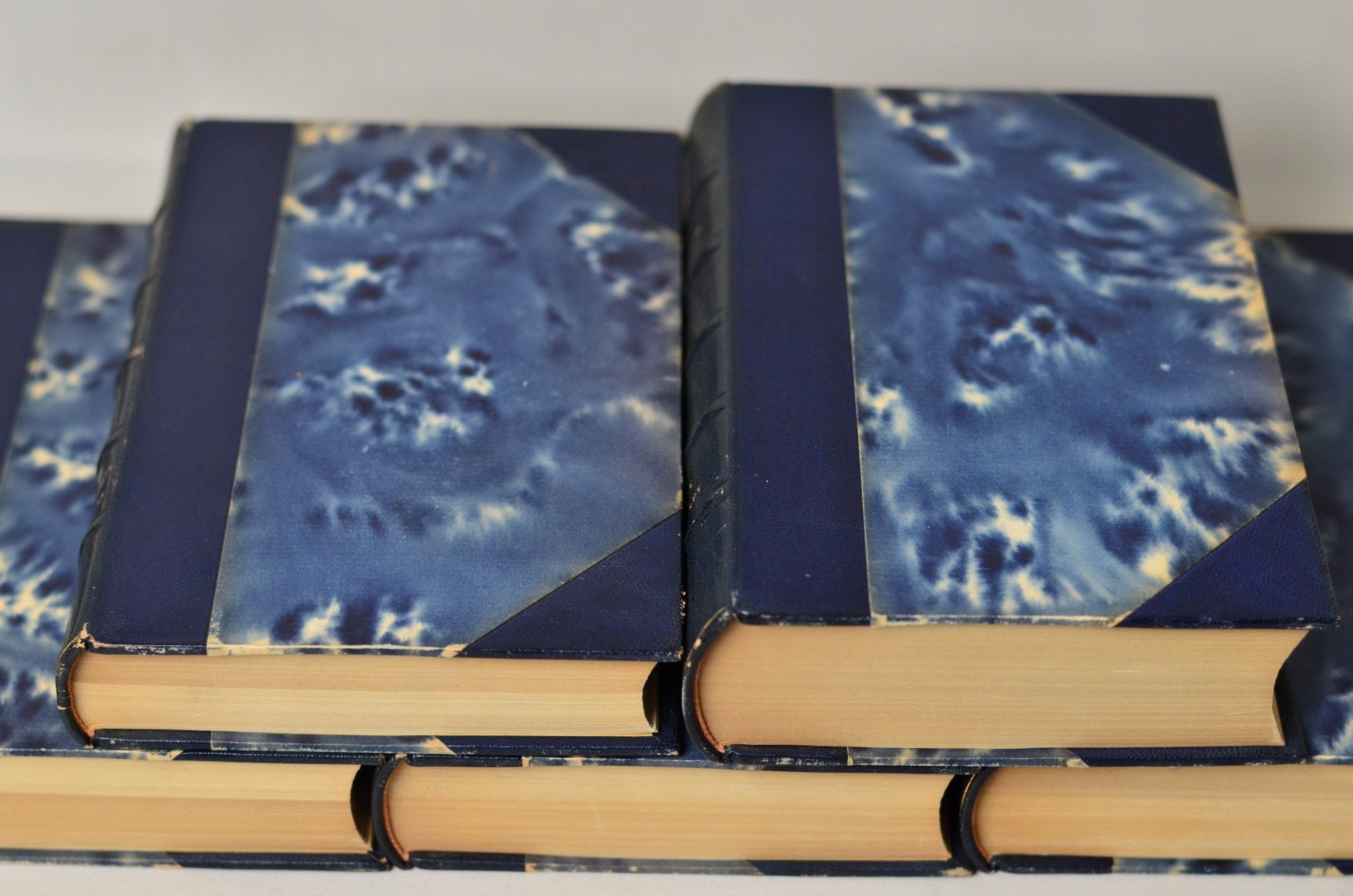 Blue Antique Leather Book Set – 5 Books, Oscar Levertin
