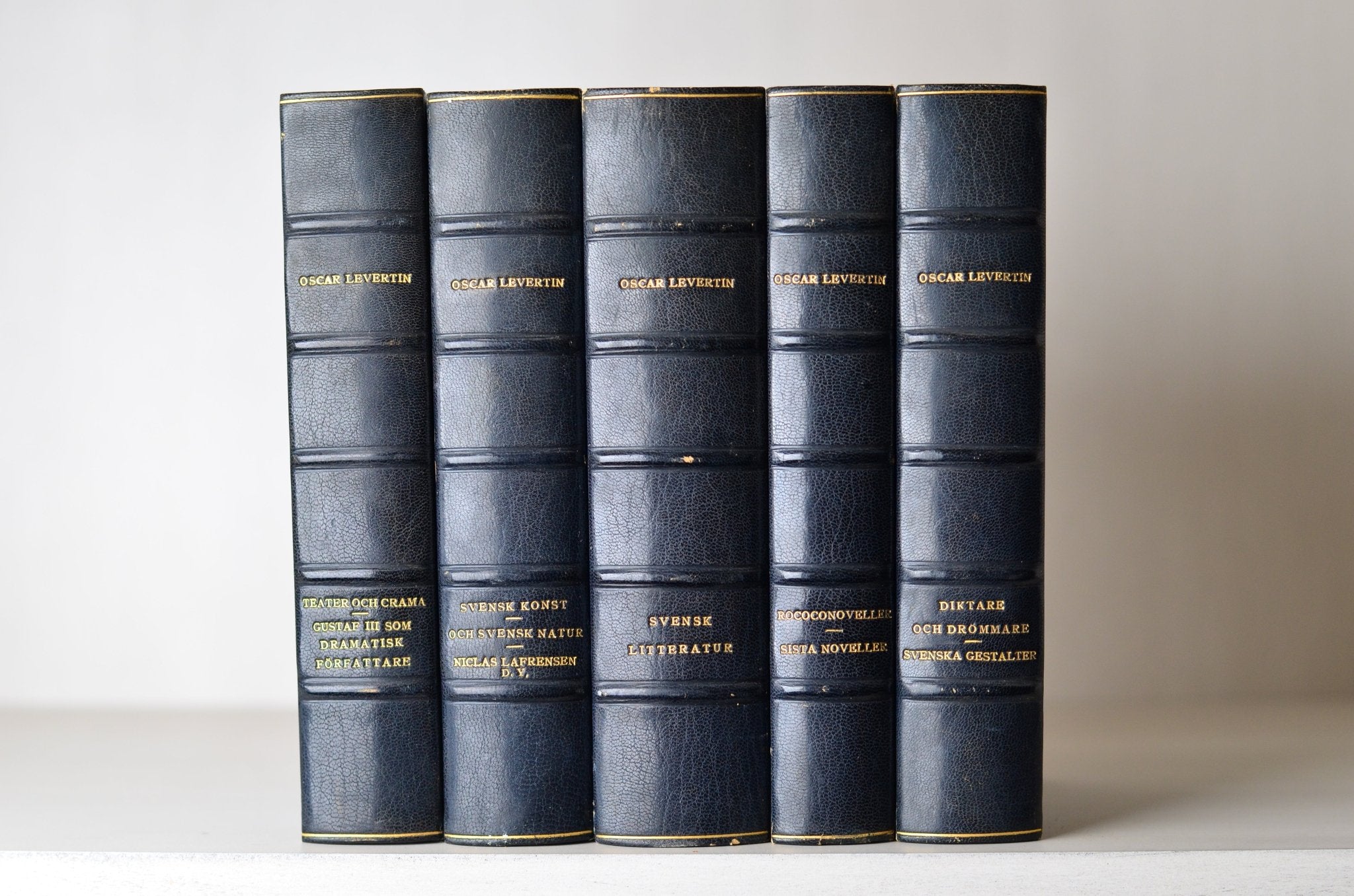 Blue Antique Leather Book Set – 5 Books, Oscar Levertin