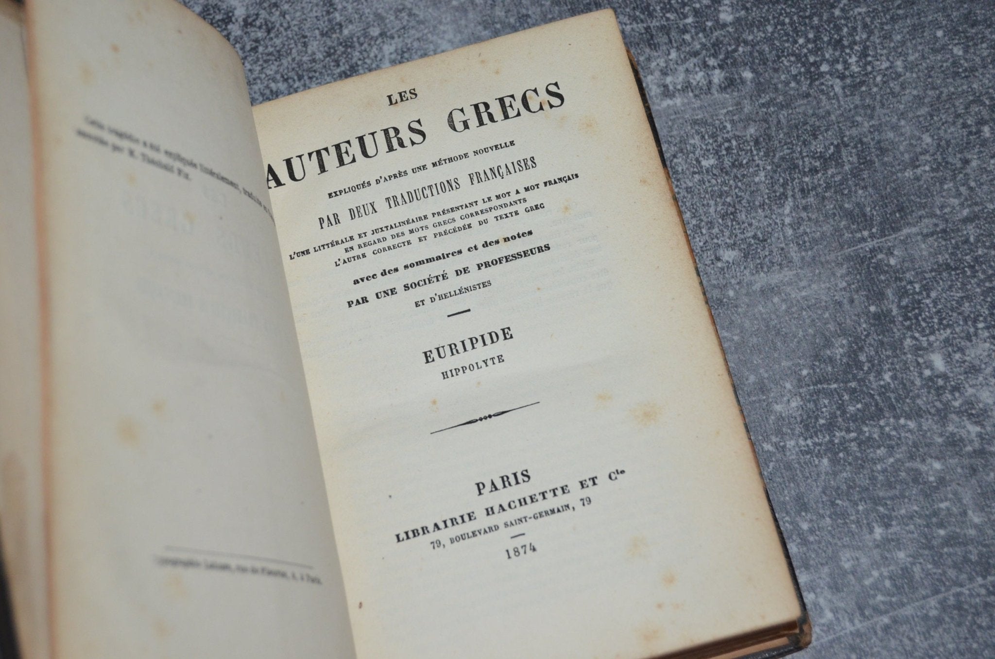 Antique Leather Bound Hippolytus by Euripides 1874 – French & Greek - Brookfield Books