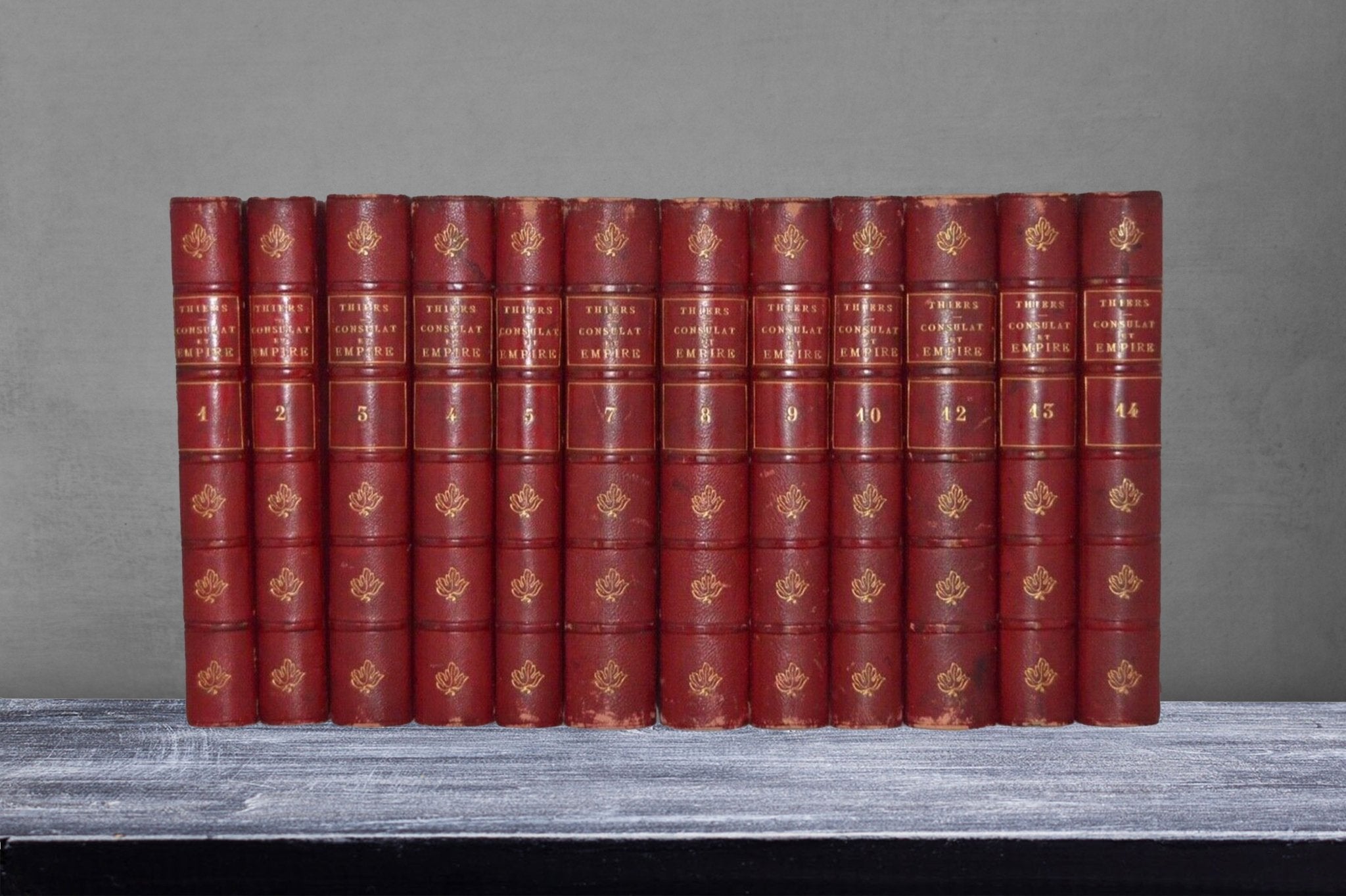Antique Leather Bound Histoire du Consulat et de L’Empire by M. A. Thiers 1845 – 1.25 Foot - Brookfield Books