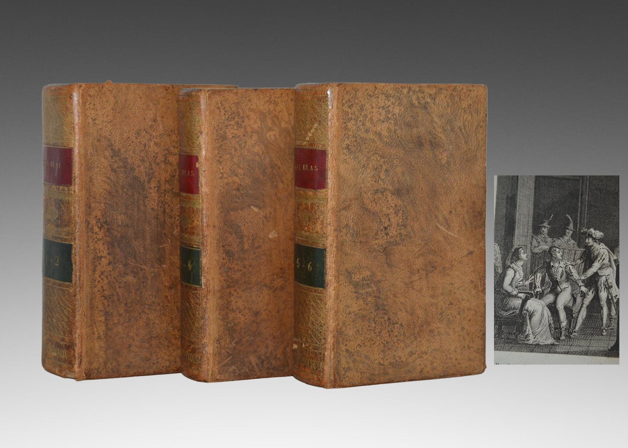 Antique Leather Bound – Histoire Gil Blas de Santillane by Alain-René Lesage 1818 - Brookfield Books