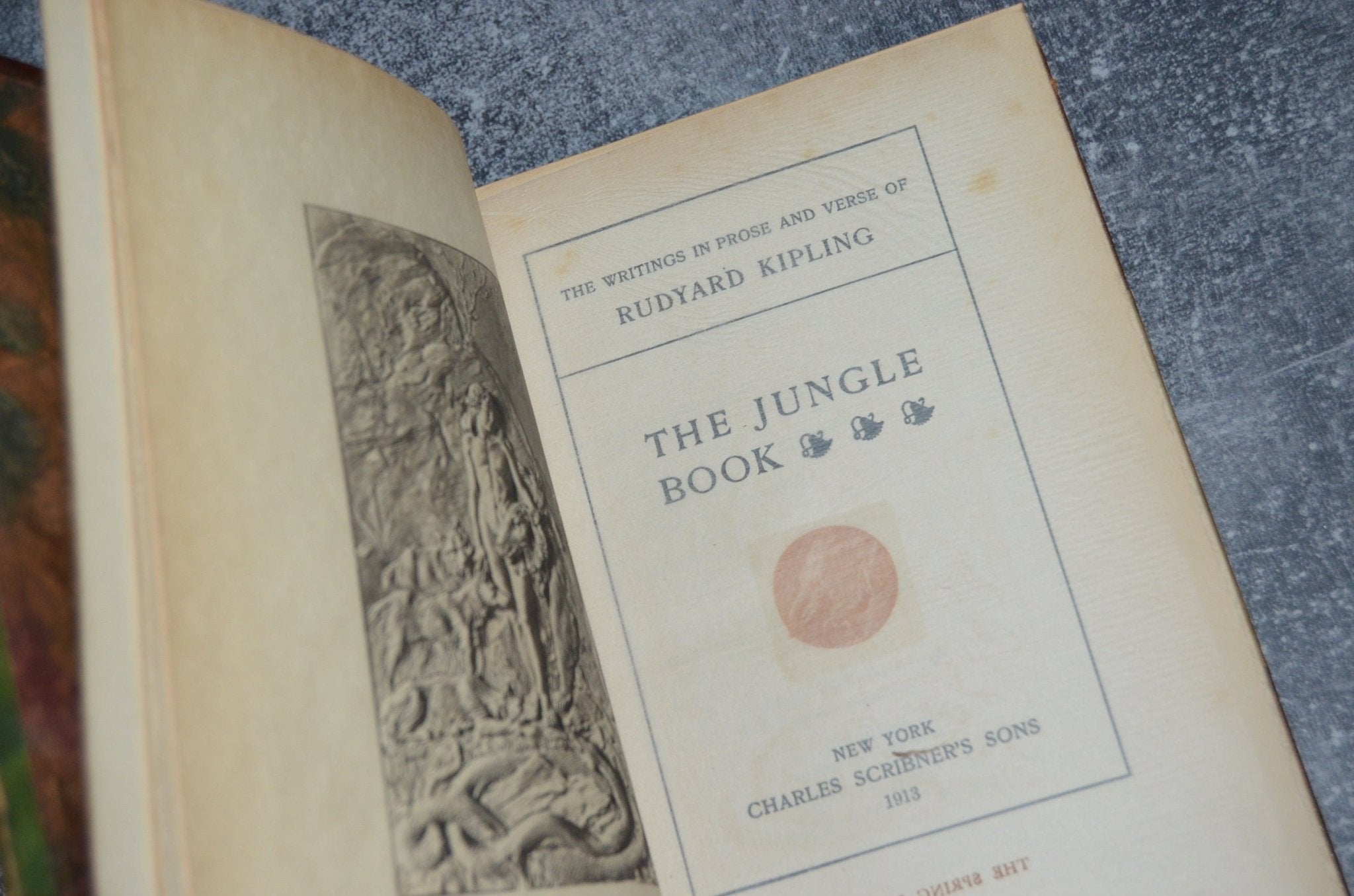 Antique Leather Bound The Jungle Book by Rudyard Kipling 1913 - Brookfield Books