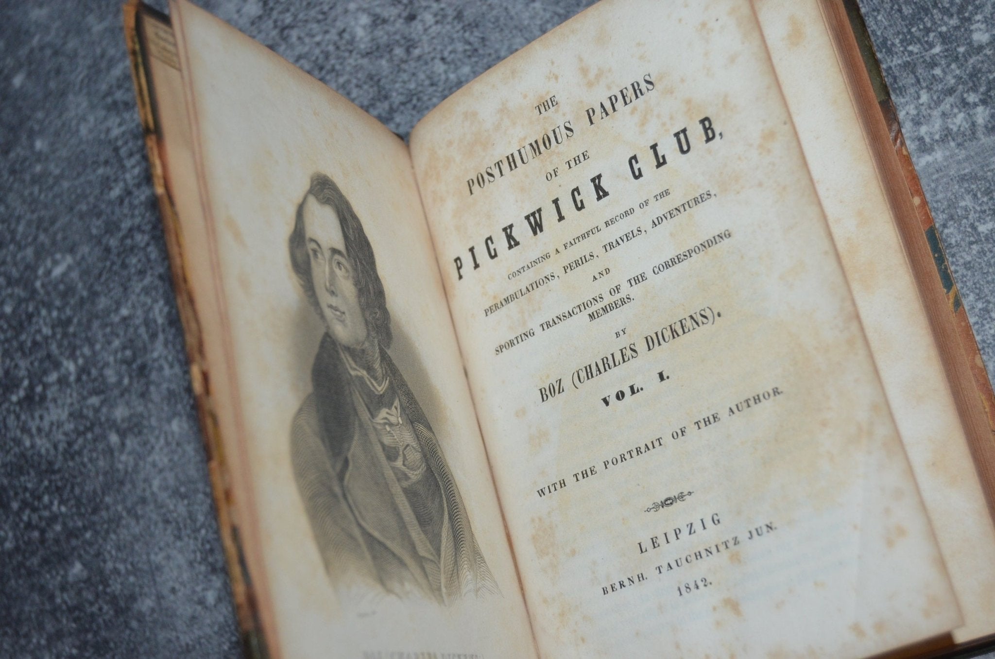 Antique Leather Bound The Pickwick Papers by Charles Dickens 1842 - Brookfield Books