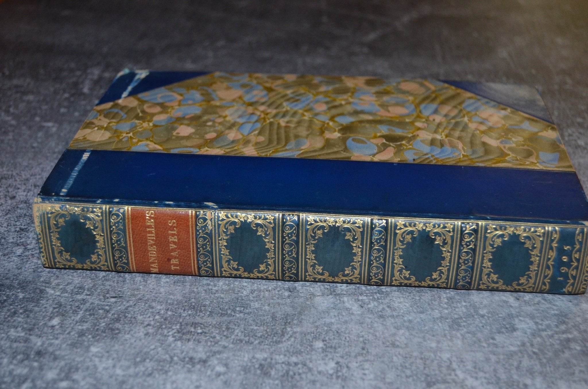 Antique Leather Bound The Travels of John Mandeville 1905 - Brookfield Books