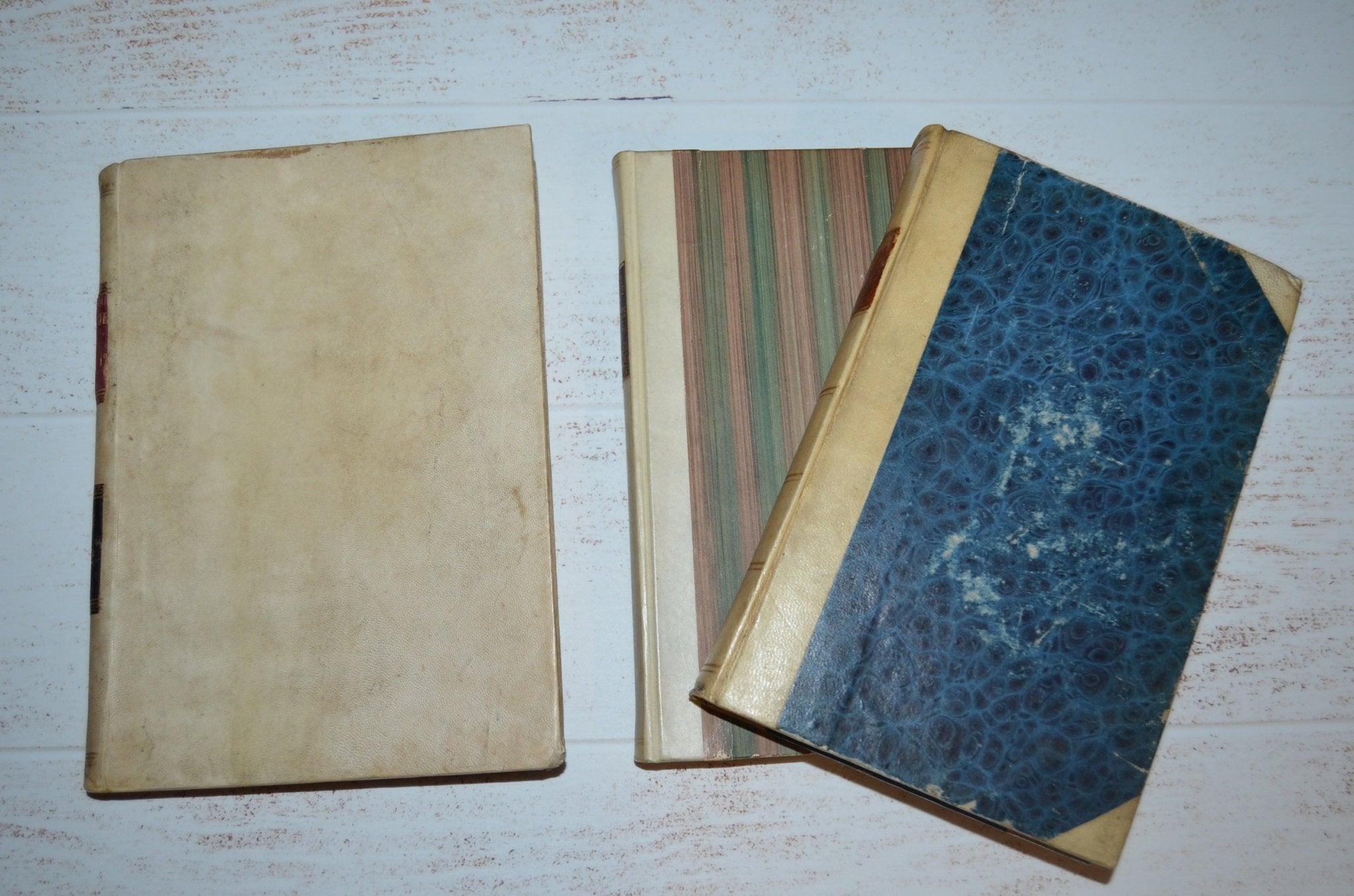 White Antique Vellum Book Set – 3 Books, Histoire de Fenelon