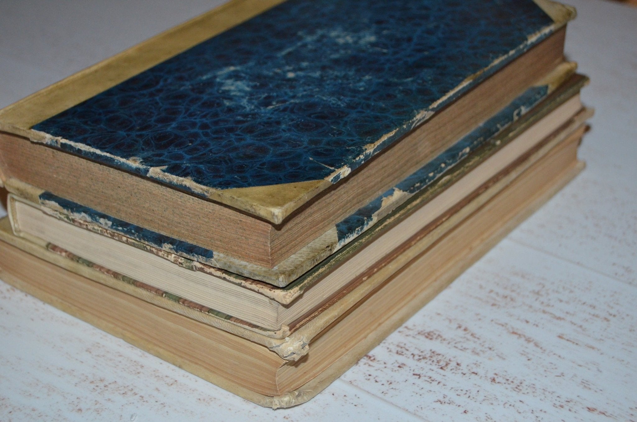 White Antique Vellum Book Set – 3 Books, Histoire de Fenelon