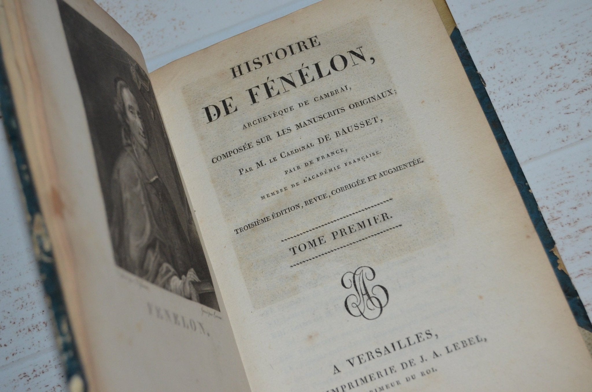 White Antique Vellum Book Set – 3 Books, Histoire de Fenelon